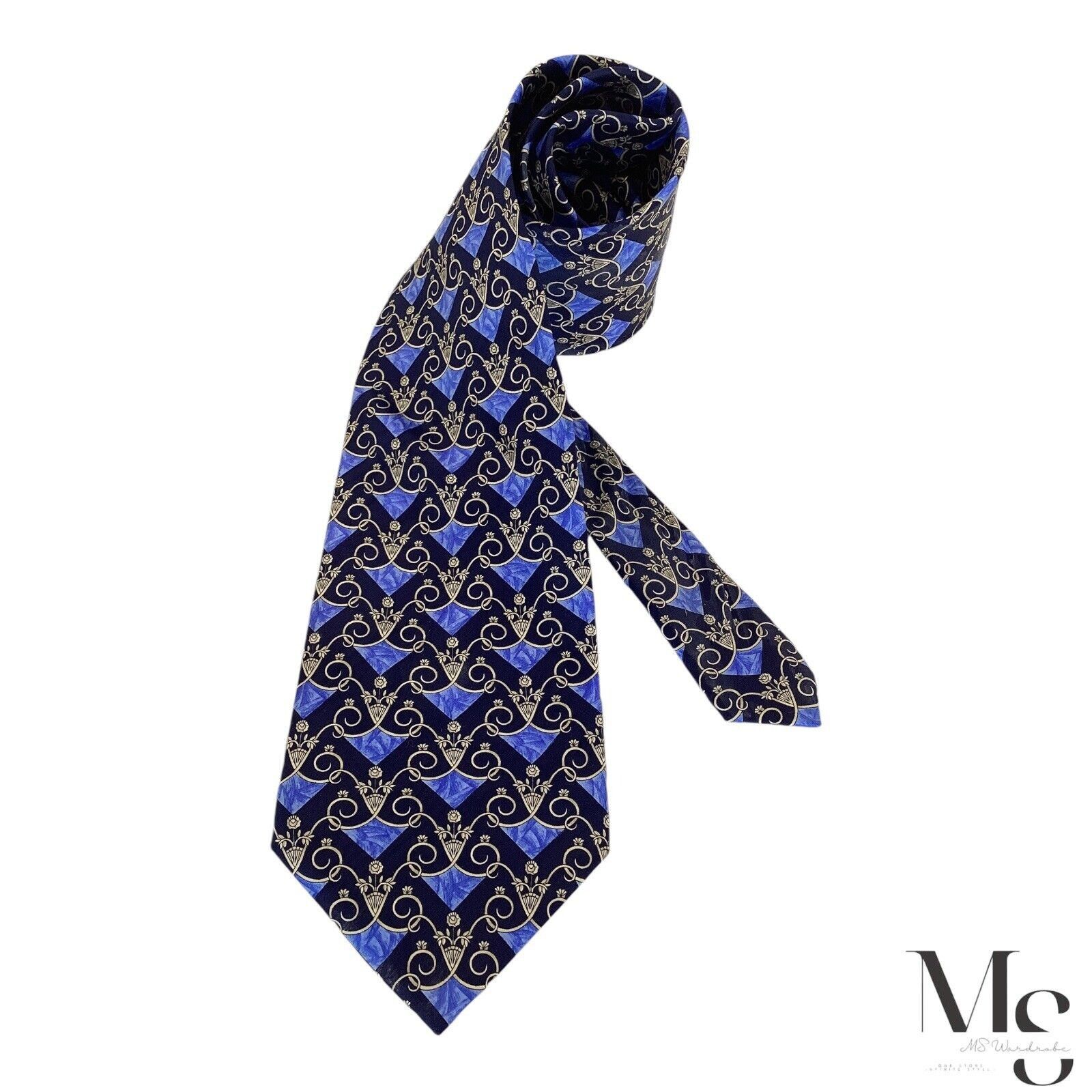 Lanvin LANVIN PARIS Blue Baroque Luxury Silk Tie France W:3.75" Size ONE SIZE - 1 Thumbnail
