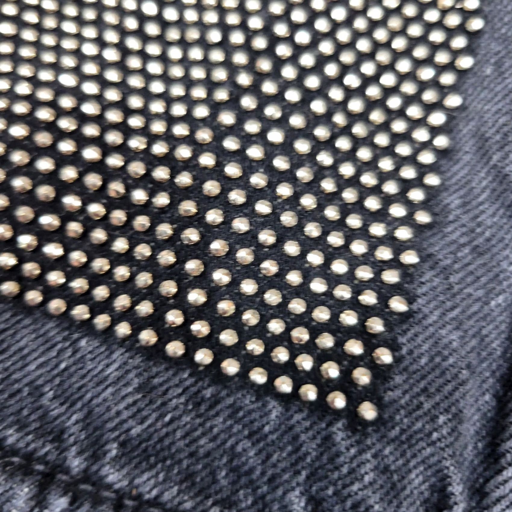 Hudson HUDSON Cropped Rock Studded Denim Jacket Women's Black Green Size L Distressed Biker Style Size L / US 10 / IT 46 - 5 Thumbnail
