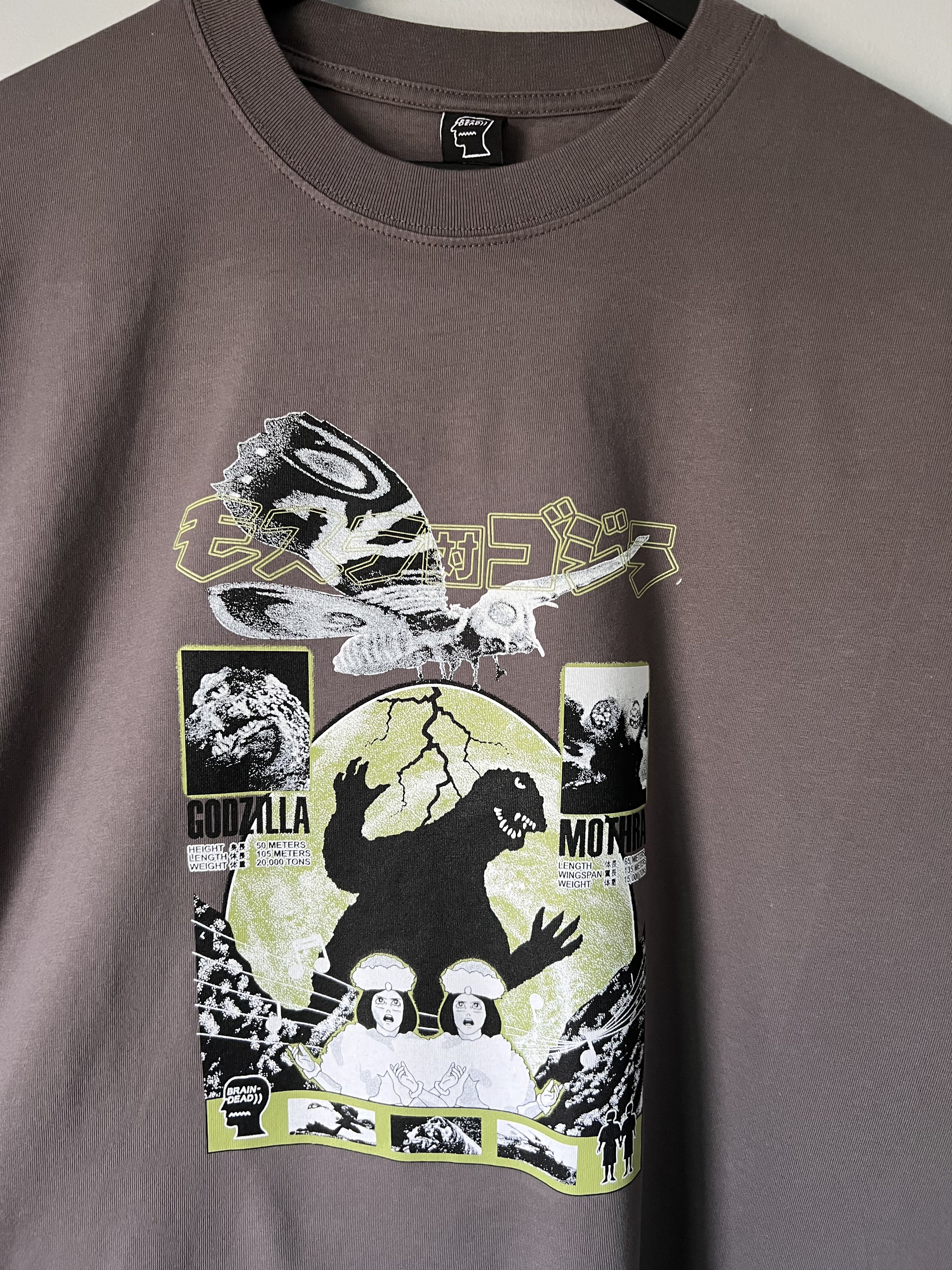 image of Brain Dead Godzilla Vs. Mothra Tee In Clay Brown, Men's (Size XL)