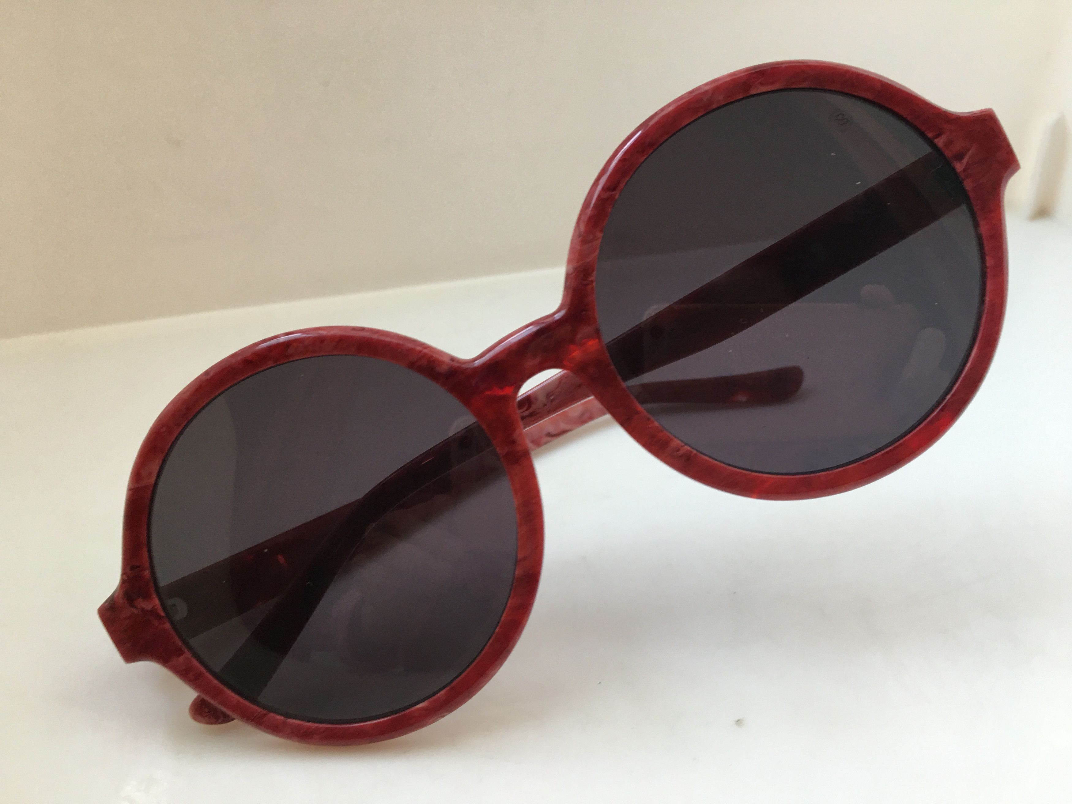 Other Handmade STILO Round Red Acetate Sunglasses Diva Frame Size ONE SIZE - 5 Thumbnail