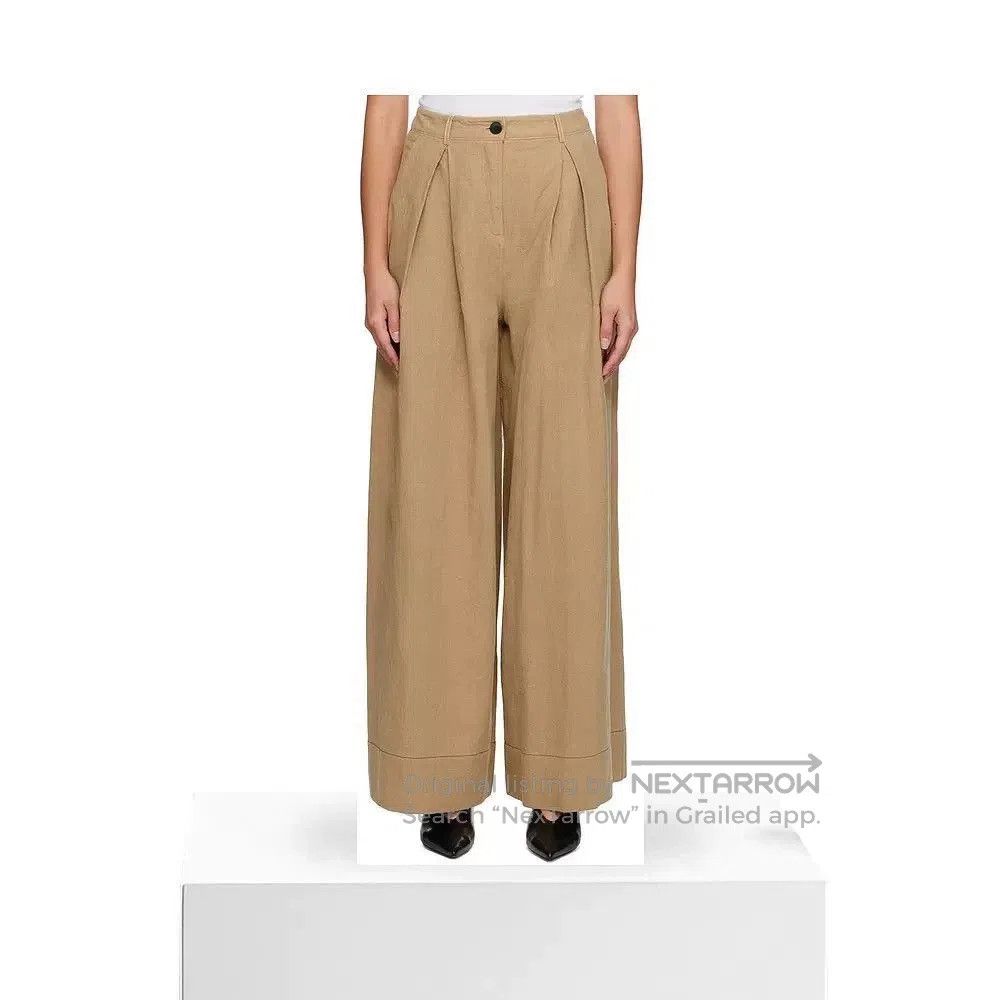 Japanese Brand Beige Cotton Linen Wide Leg Trousers. Size US 28 / EU 44 - 5 Thumbnail