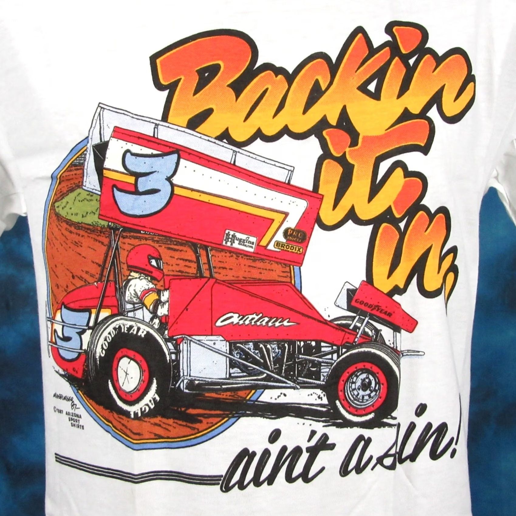 Hanes NOS vintage 80s NARC SPRINT CAR RACING BACKIN IT T-Shirt S/M single stitch Hanes Mens Cotton White 80s Cars Size US S / EU 44-46 / 1 - 2 Thumbnail