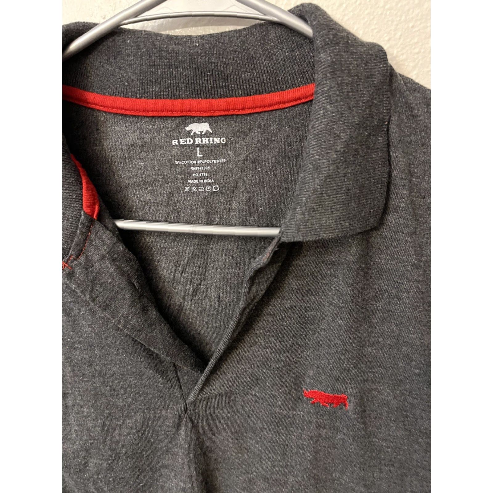 Vintage RED RHINO Mens SIZE Large Polo Shirt Gray Collard Short Sleeve Cotton POLY LOGO Size US L / EU 52-54 / 3 - 2 Thumbnail