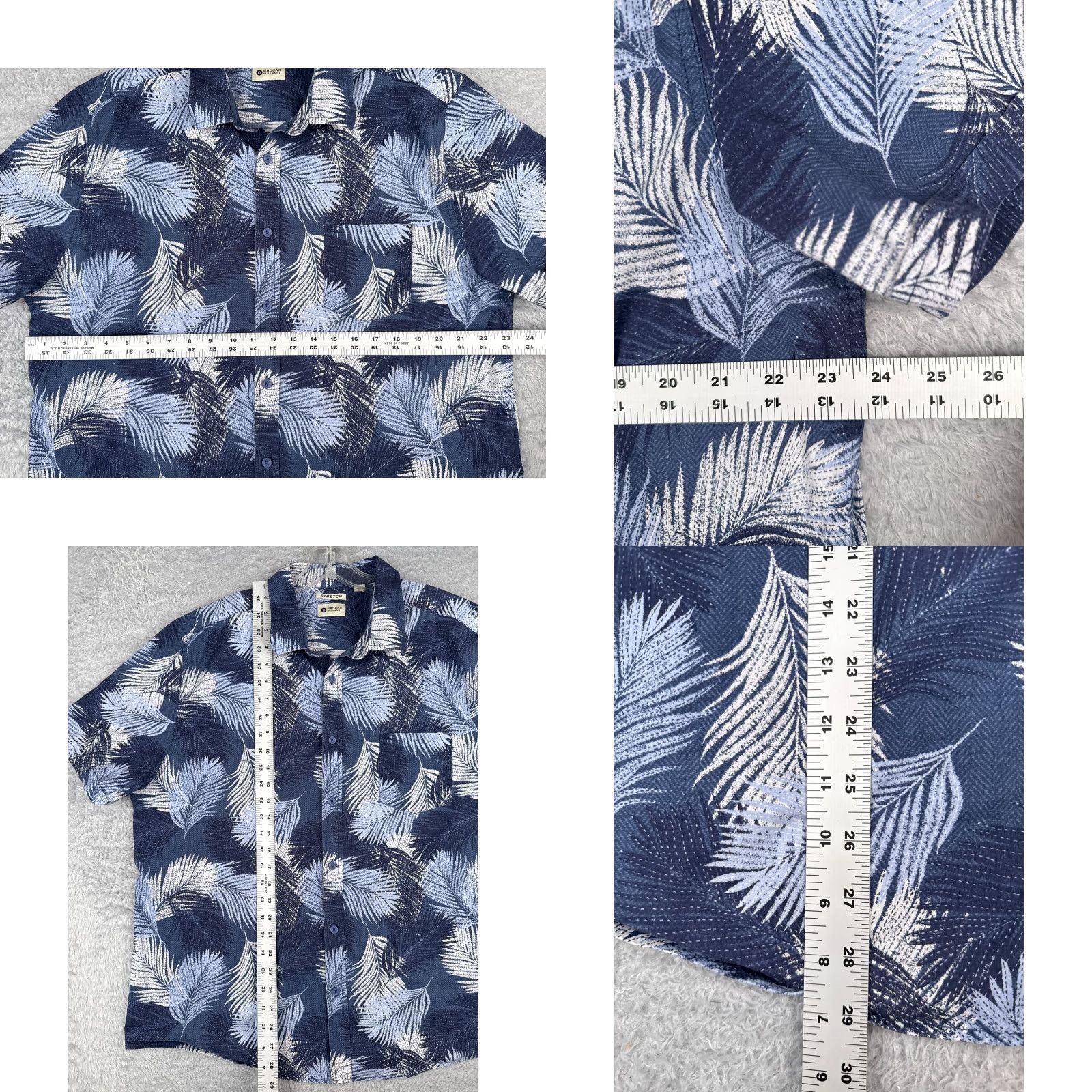 Haggar Haggar Shirt 2XL Blue 100% Cotton Button-Up Short Sleeve Send Hawaiian Aloha Beach Resort Vacation Floral Cotton Mens Shirt Size US XXL / EU 58 / 5 - 8 Thumbnail