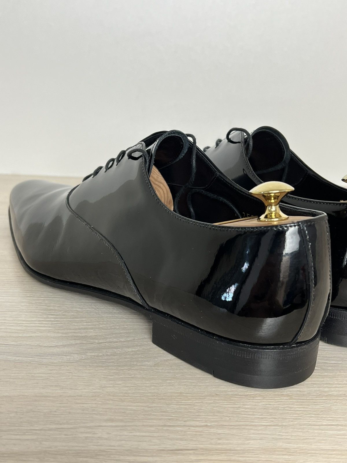 Prada Prada Black Spazzolato Leather Oxfords Size US 10.5 / EU 43-44 - 7 Thumbnail