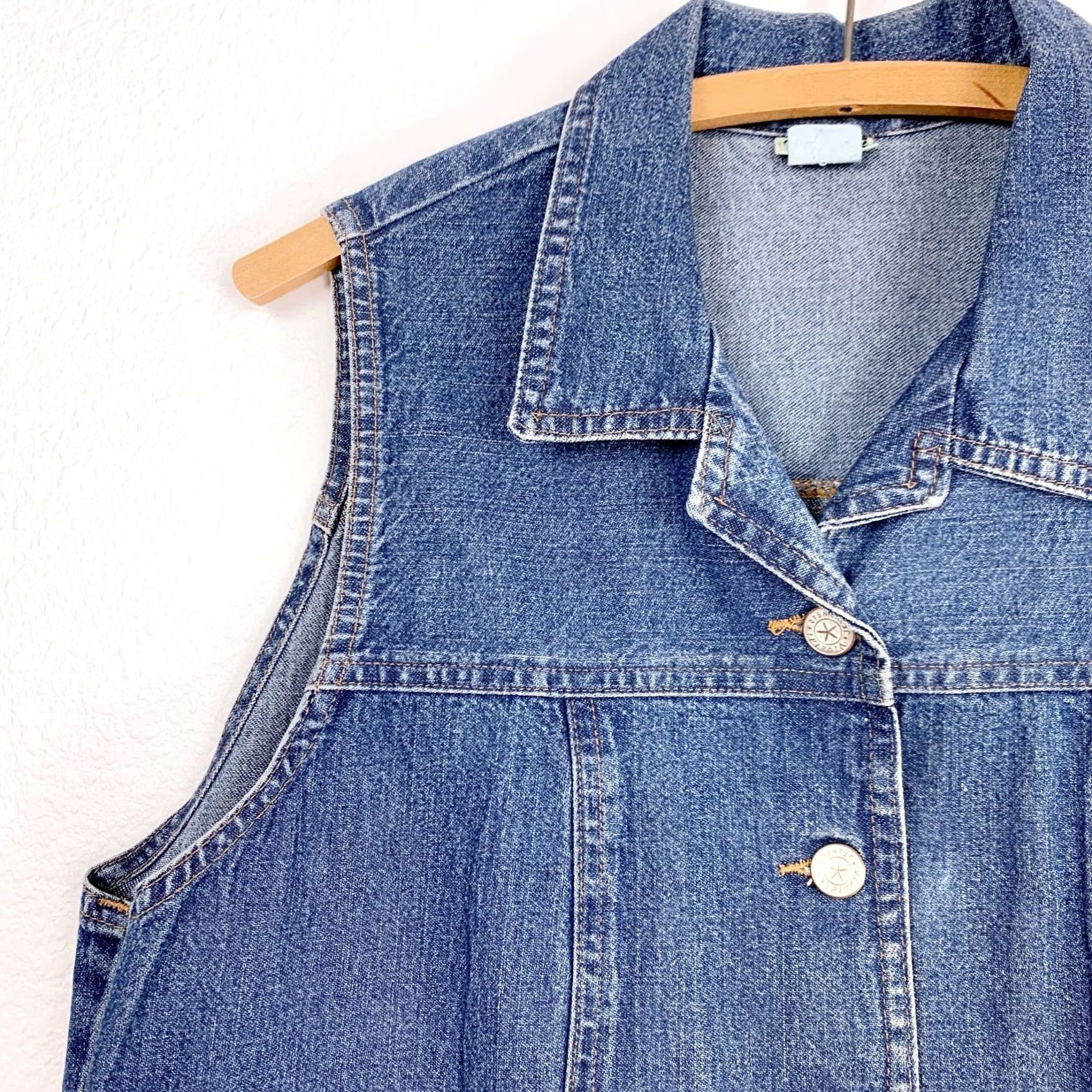 Denime VINTAGE Vivaldi Denim Vest Shirt Women M Blue 90s Western Grunge Button Up Size Medium Size 32" / US 10 / IT 46 - 2 Thumbnail