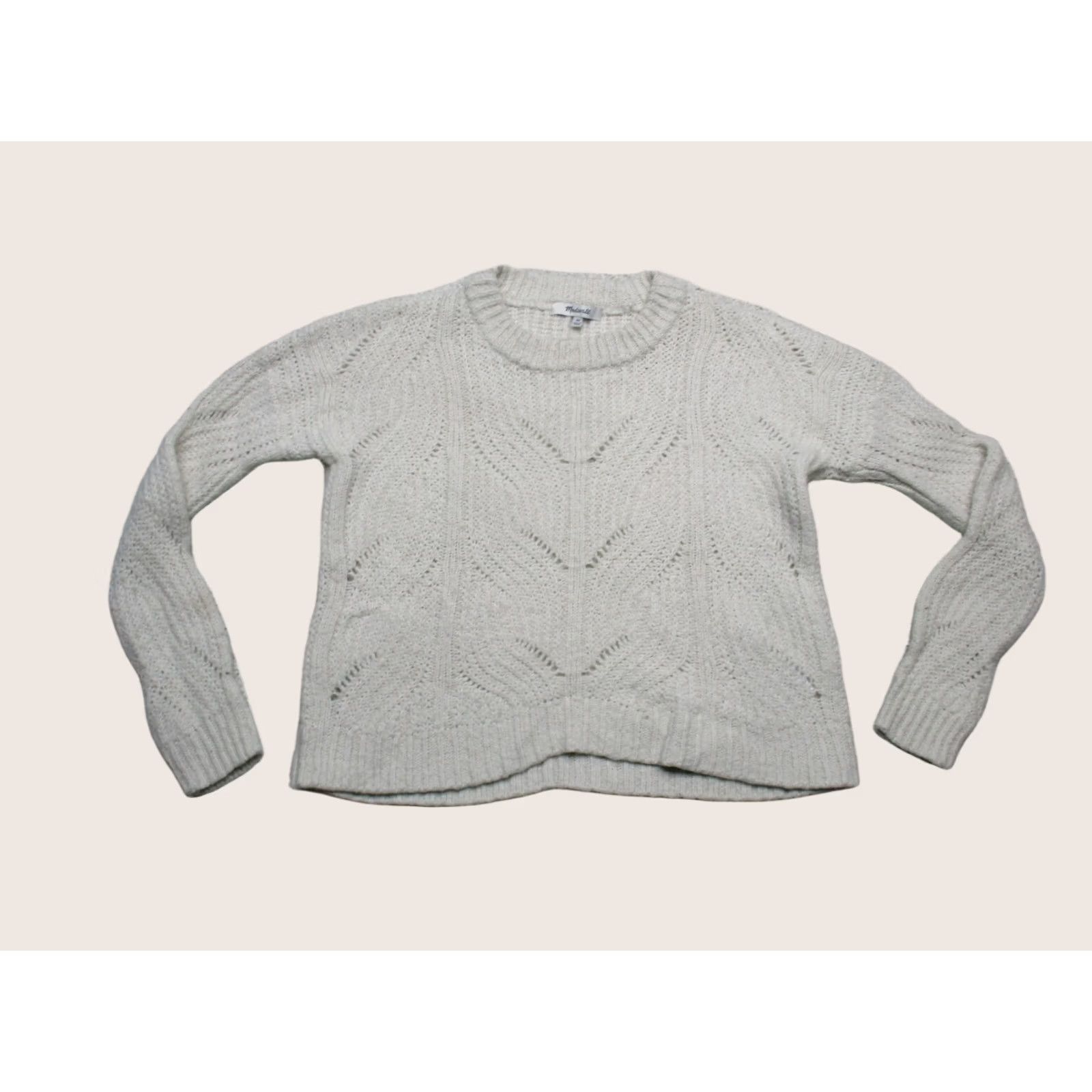 Madewell Sweater Womens Xs White Cream Cable Knit Long Sleeve Alpaca Blend, Women’s
