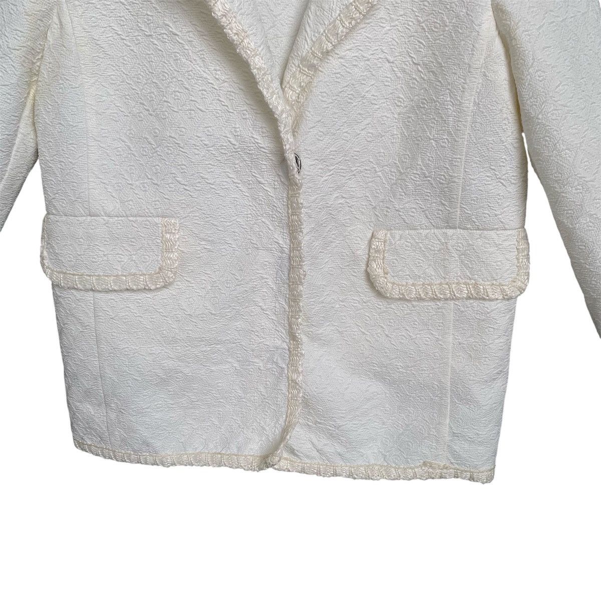 Ermanno Scervino Ermanno Scervino Textured Blazer Jacket Delicate Ruffle Trim Size XS / US 0-2 / IT 36-38 - 6 Thumbnail