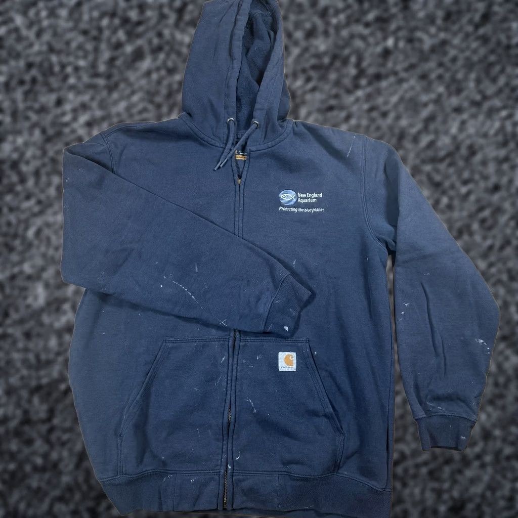 Carhartt VINTAGE Carhartt Hoodie Sweatshirt Full Zip Blue L Mens Y2K New England Aquarium Size US L / EU 52-54 / 3 - 1 Thumbnail