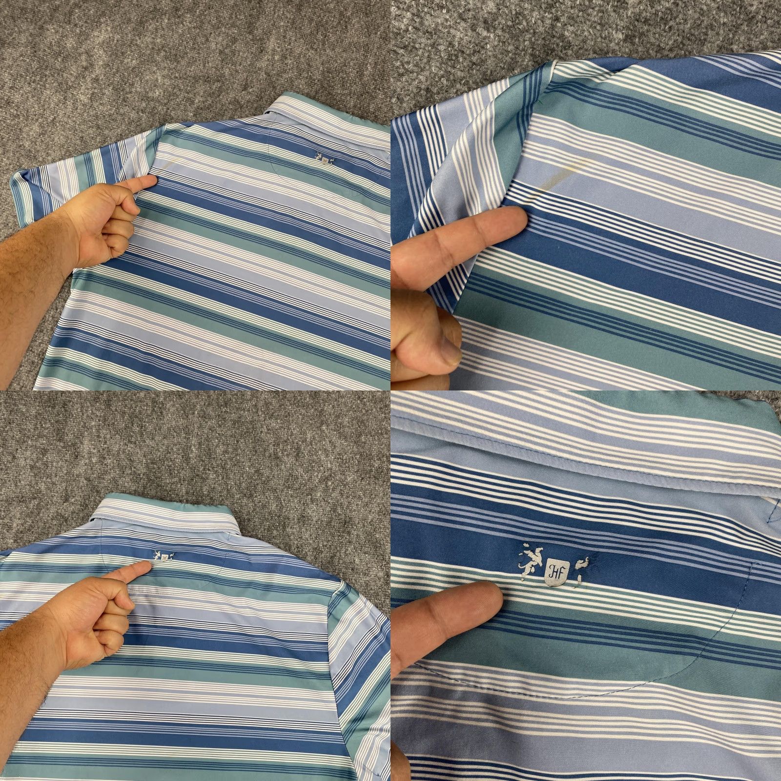 Vintage Hickey Freeman Polo Shirt Mens L Blue Green Striped Golf Performance HF Logo Shirt Size US L / EU 52-54 / 3 - 8 Thumbnail