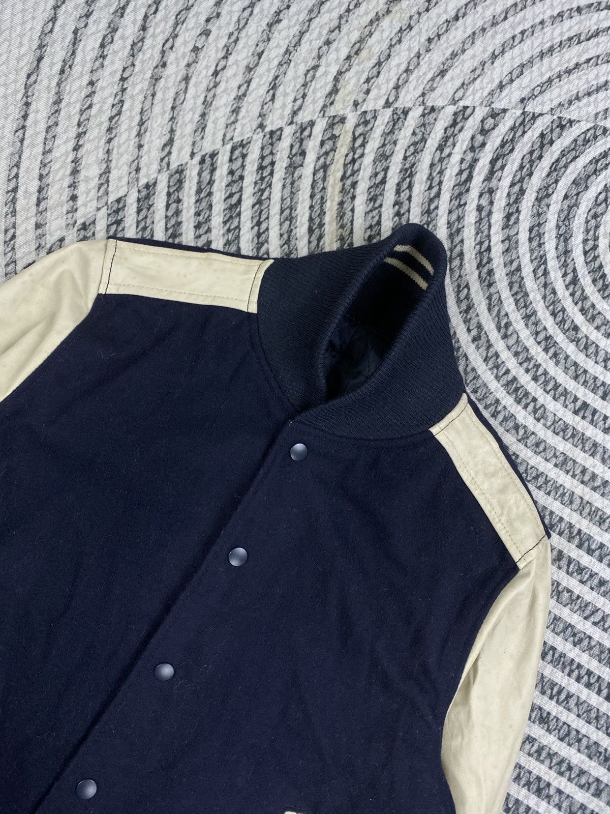 SHIPS Vintage SHIPS Navy Leather Sleeve Varsity Jacket Size US M / EU 48-50 / 2 - 6 Thumbnail