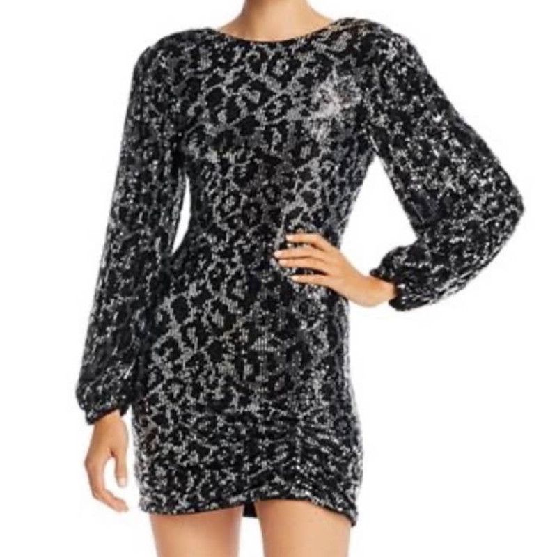 image of Saylor Sequin Black White Mini Dress Size Xs, Women's