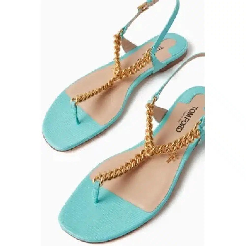 Tom Ford o1loc1c0625 W3359 Thong Leather Sandals in Light Blue Size US 9 / IT 39 - 2 Thumbnail