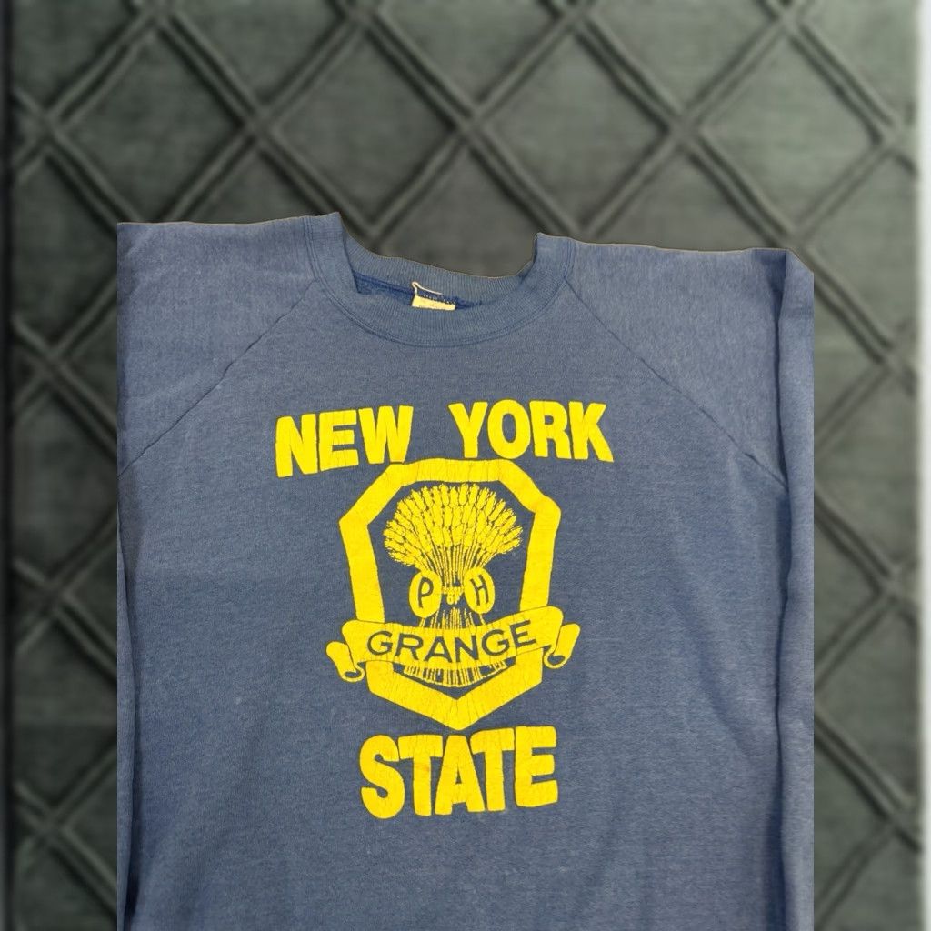 Fruit Of The Loom VINTAGE 80s Grange Farming NY Patrons of Husbandry Blue Sweatshirt XL Unisex Adults Pullover Crewneck Size US XL / EU 56 / 4 - 1 Thumbnail