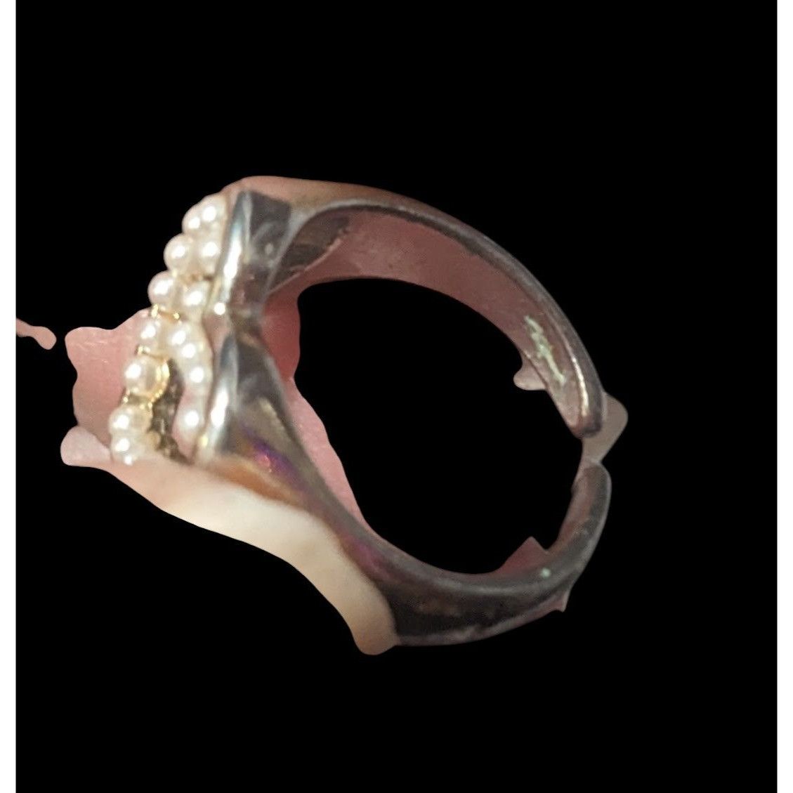 Other Vintage Open Heart Silver Tone Seed Pearl Ring Size 6 1/4 Size ONE SIZE - 16 Thumbnail