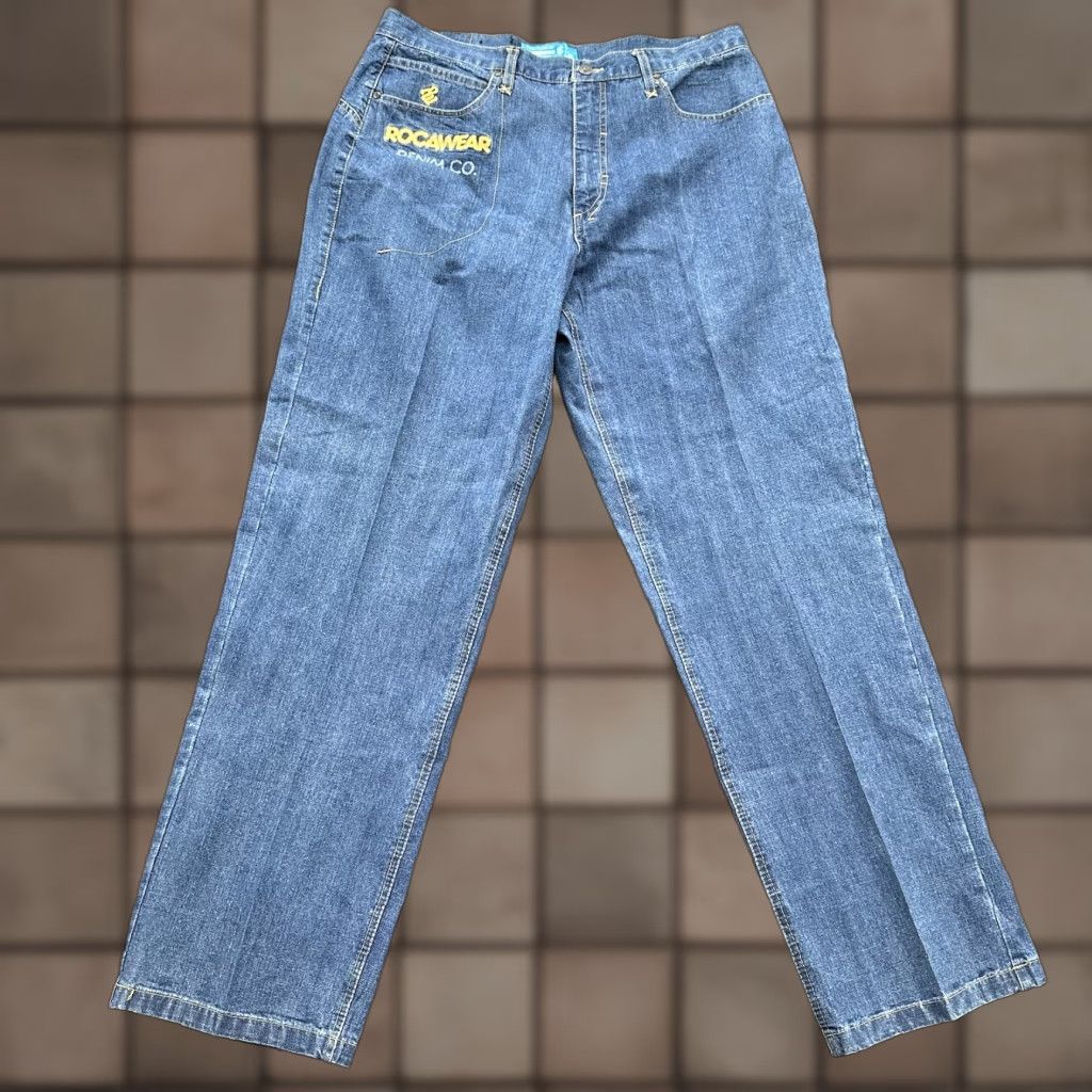 Rocawear Rocawear Jeans Men 38/32.5 Blue Cotton Denim Baggy Straight Relaxed Regular 90s Theme Mens Jeans Size US 38 / EU 54 - 1 Thumbnail