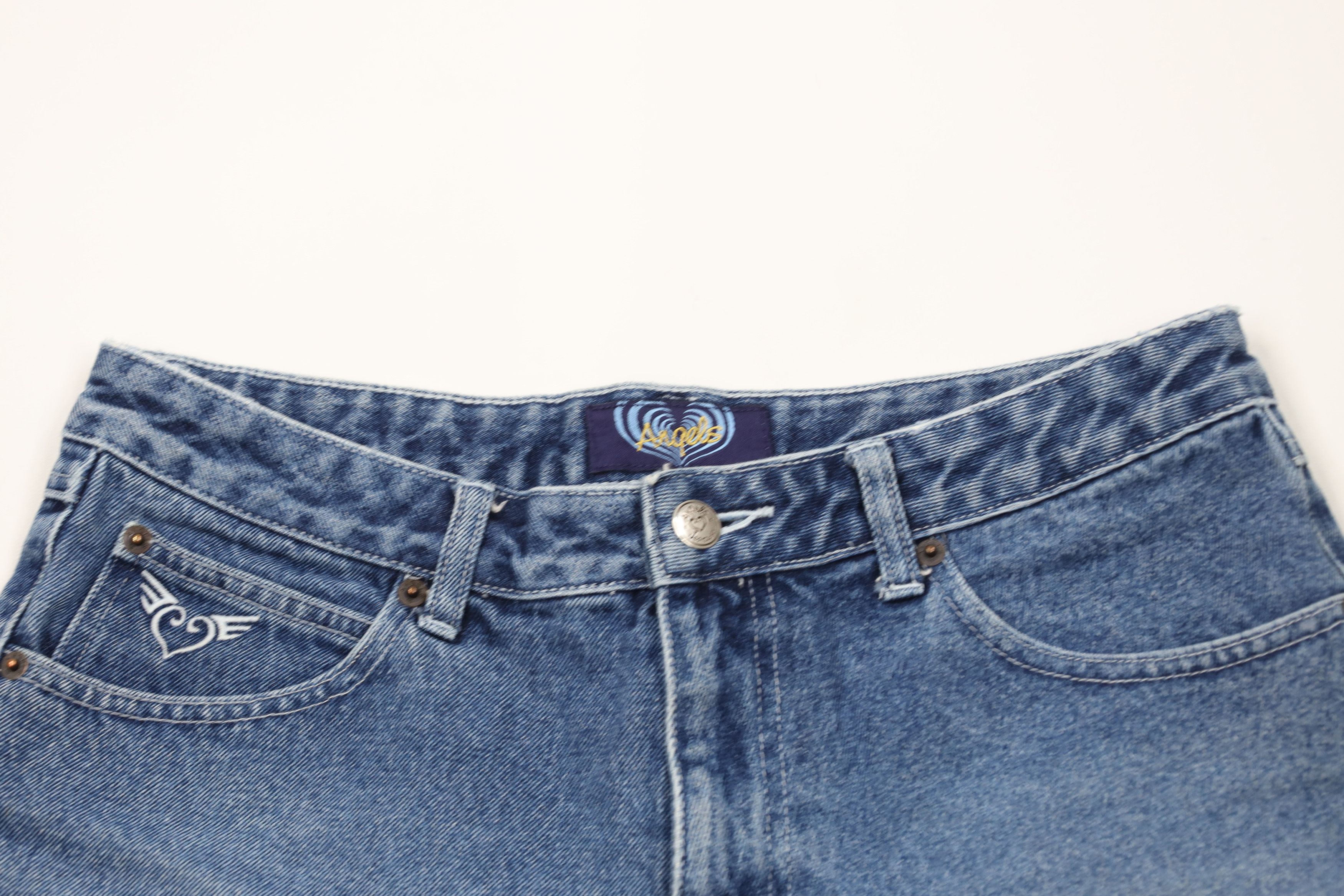 Vintage Vintage 90s Y2K Babydoll Heart Denim Jean Shorts Blue Cotton Size 32" / US 10 / IT 46 - 2 Thumbnail