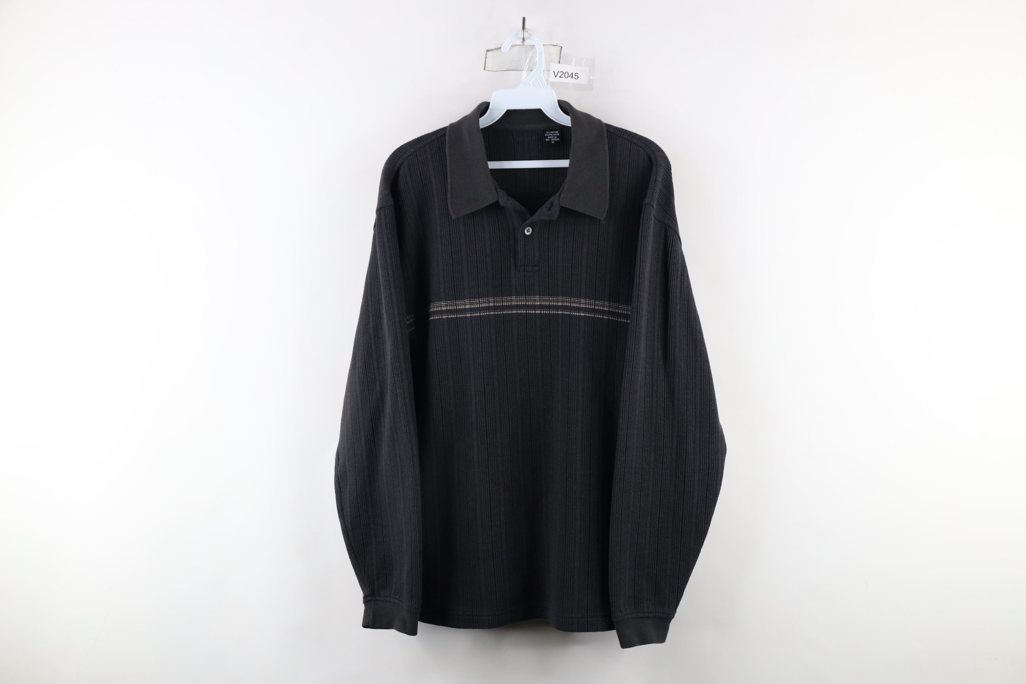 Vintage Vintage 90s Streetwear Ribbed Knit Long Sleeve Rugby Polo Size US M / EU 48-50 / 2 - 1 Thumbnail