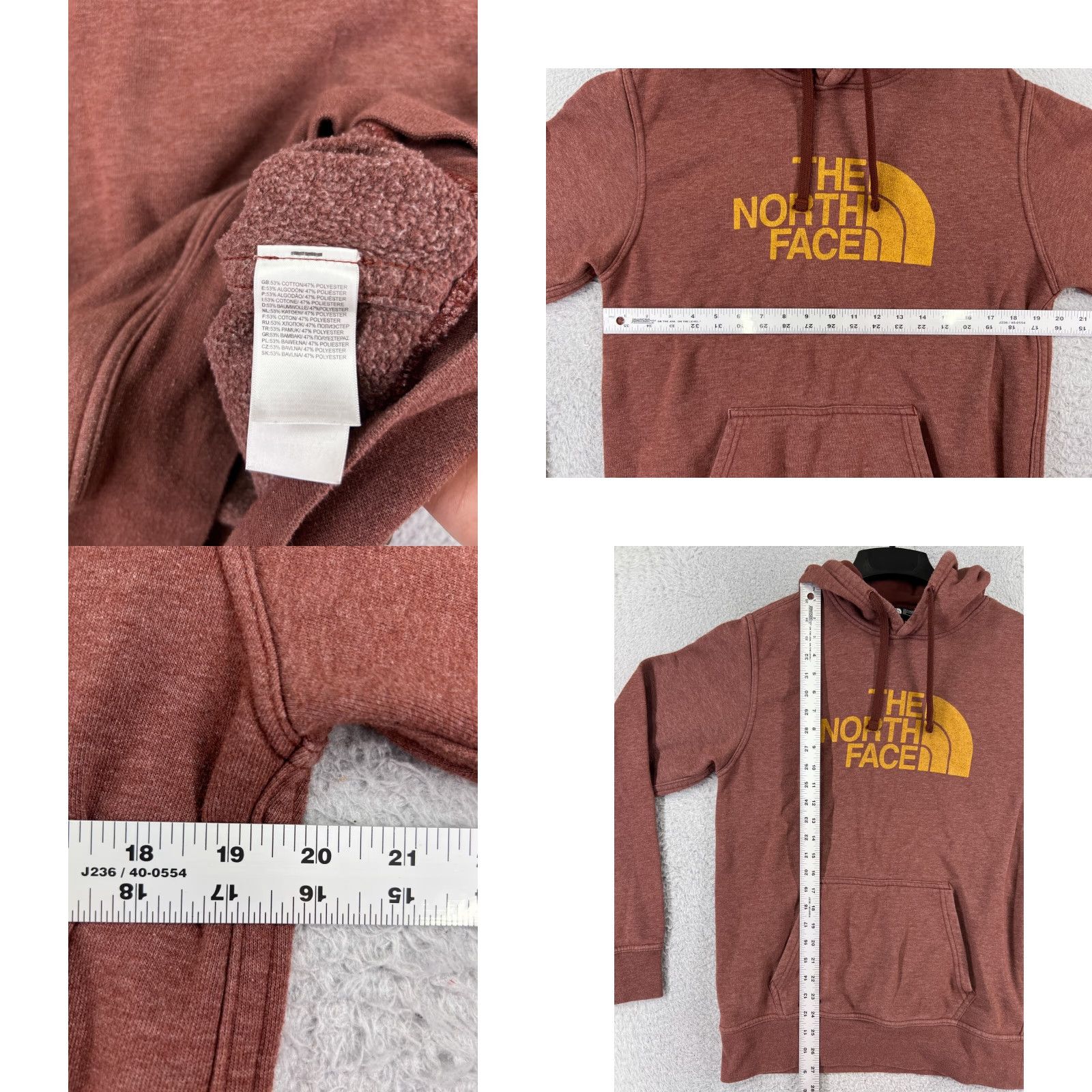 The North Face The North Face Hoodie Mens Small Red Cotton Blend Pocket Size US S / EU 44-46 / 1 - 8 Thumbnail