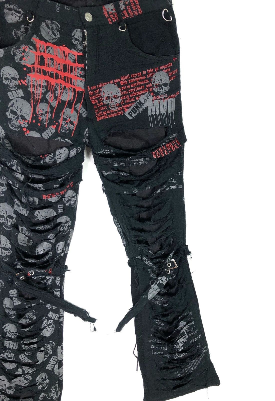 Japanese Brand RARE🔥MADPUNK JAPAN BONDAGE DAMAGE STYLE PANTS Size US 31 - 9 Thumbnail