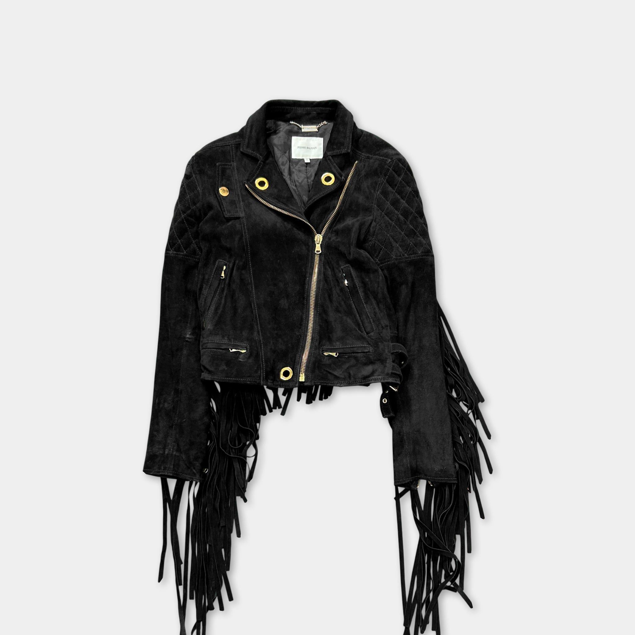 Balmain Pierre Balmain Suede Fringe Cowboy Biker Jacket Size US XS / EU 42 / 0 - 1 Thumbnail