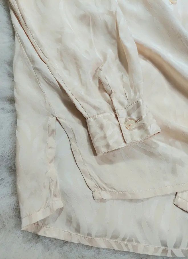 100% silk shirt ecru cream luxury soft 80s 90s vintage