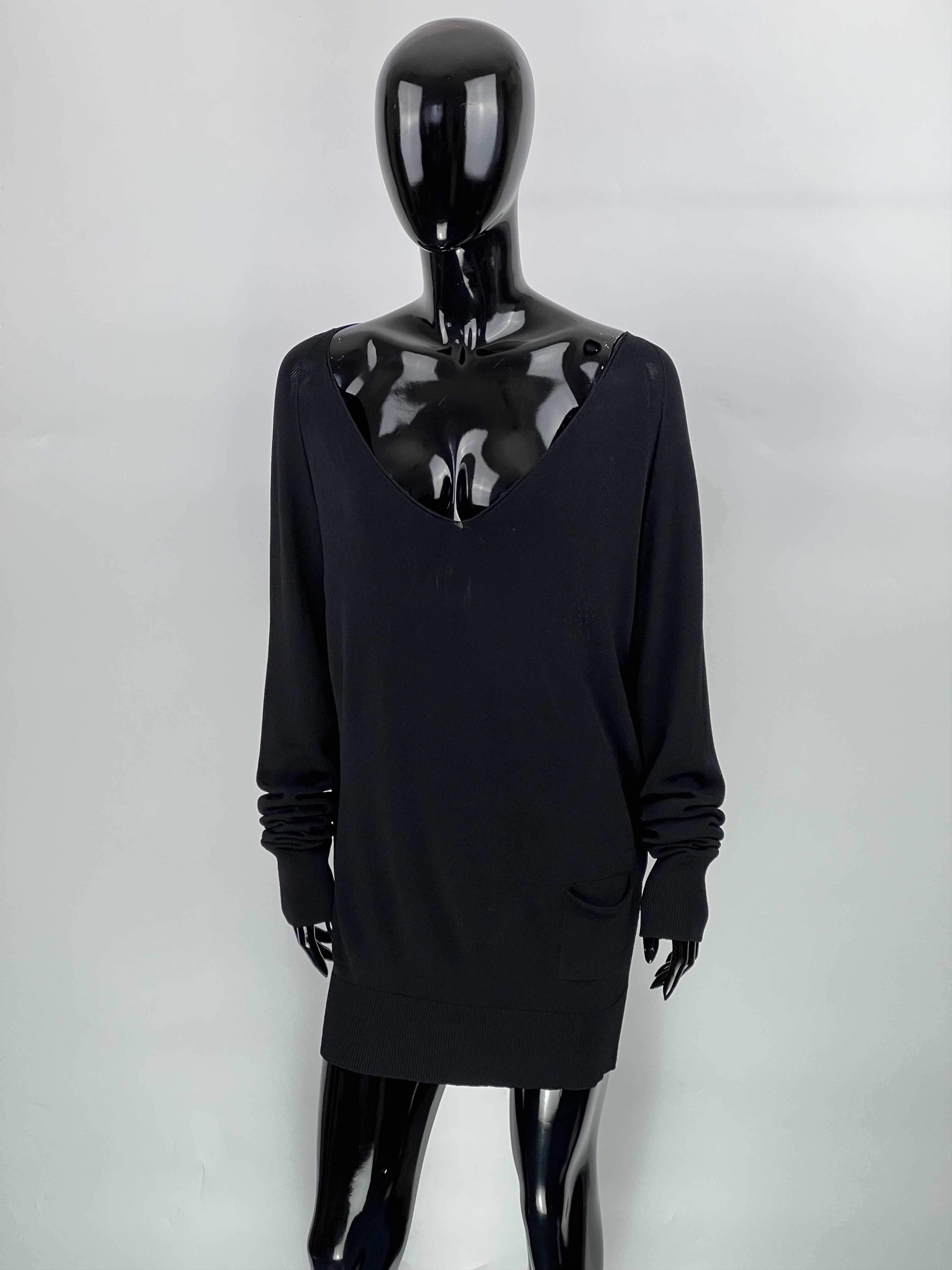 Annette Gortz × Designer Annette Gortz Black V-Neck Long Sweater Oversized Size S / US 4 / IT 40 - 2 Thumbnail
