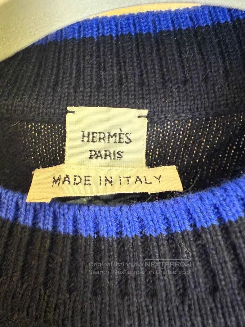 Hermes Hermes Knit Short Sleeve Top with Blue Floral Jacquard Size XS / US 0-2 / IT 36-38 - 4 Thumbnail
