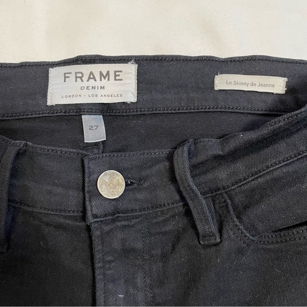 Frame FRAME Le Skinny de Jeanne Mid-Rise Black Jeans Size 27 Size 27" / US 4 / IT 40 - 4 Thumbnail