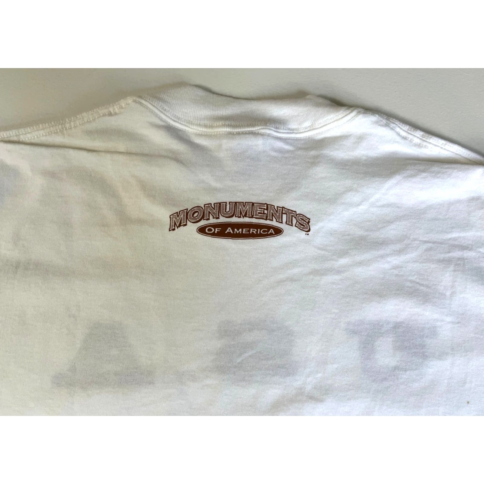 Jerzees VINTAGE Jerzees T-Shirt USA Flag Graphic 1993 Monuments of America White Cotton L Mens Size US L / EU 52-54 / 3 - 5 Thumbnail