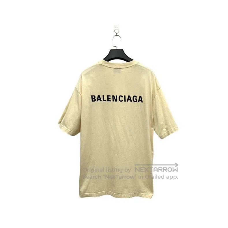Balenciaga Balenciaga Beige Logo Print Short Sleeve. Size US M / EU 48-50 / 2 - 2 Thumbnail