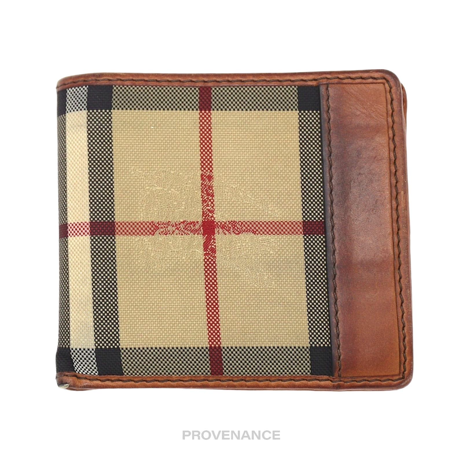 Burberry 🔴 Burberry Nova Check Canvas Bifold Wallet - Brown Leather Size ONE SIZE - 1 Thumbnail
