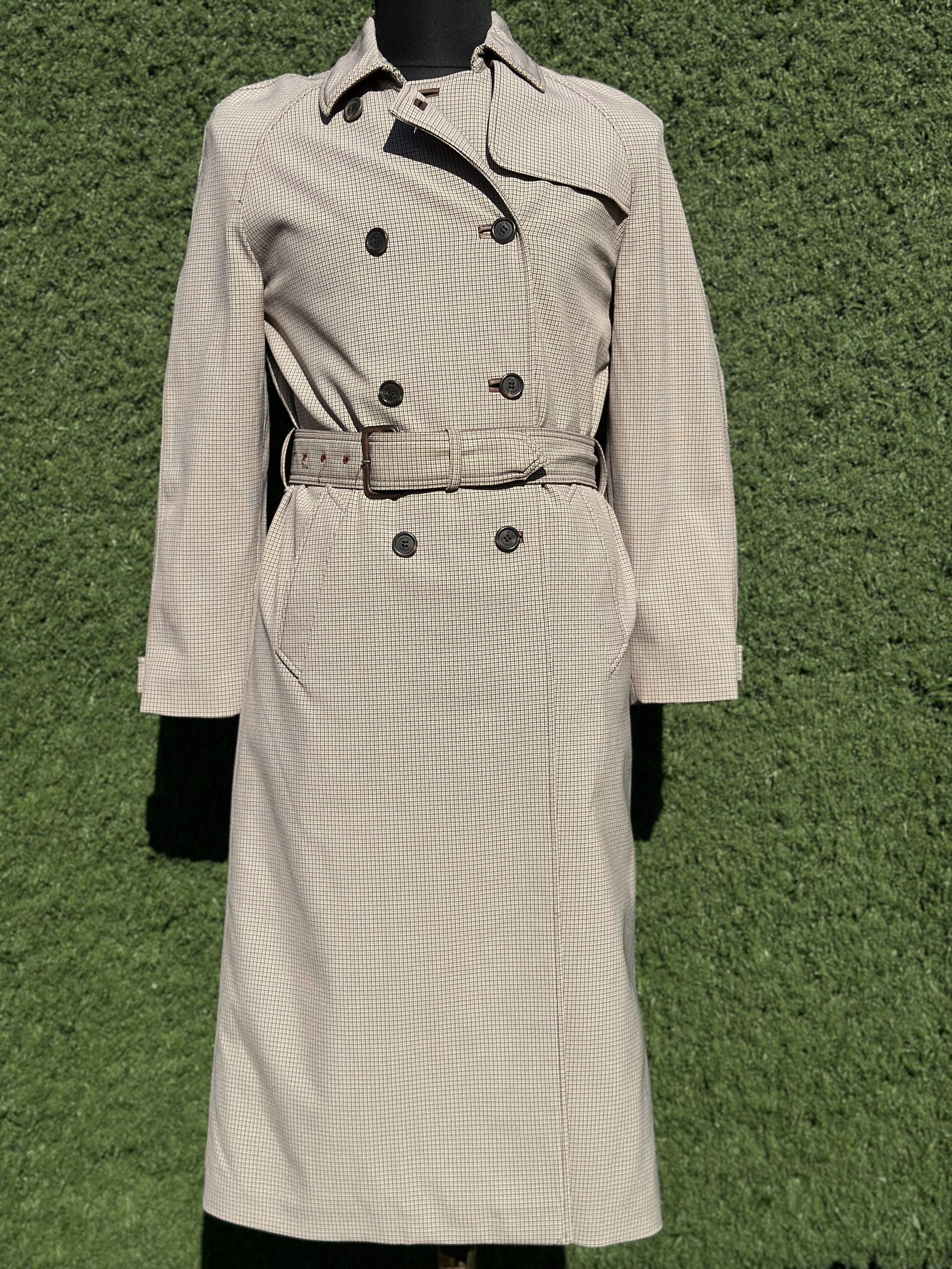 Prada Prada Check Stretch Trench Coat Leather Detail Italy Size 40 Size S / US 4 / IT 40 - 3 Thumbnail