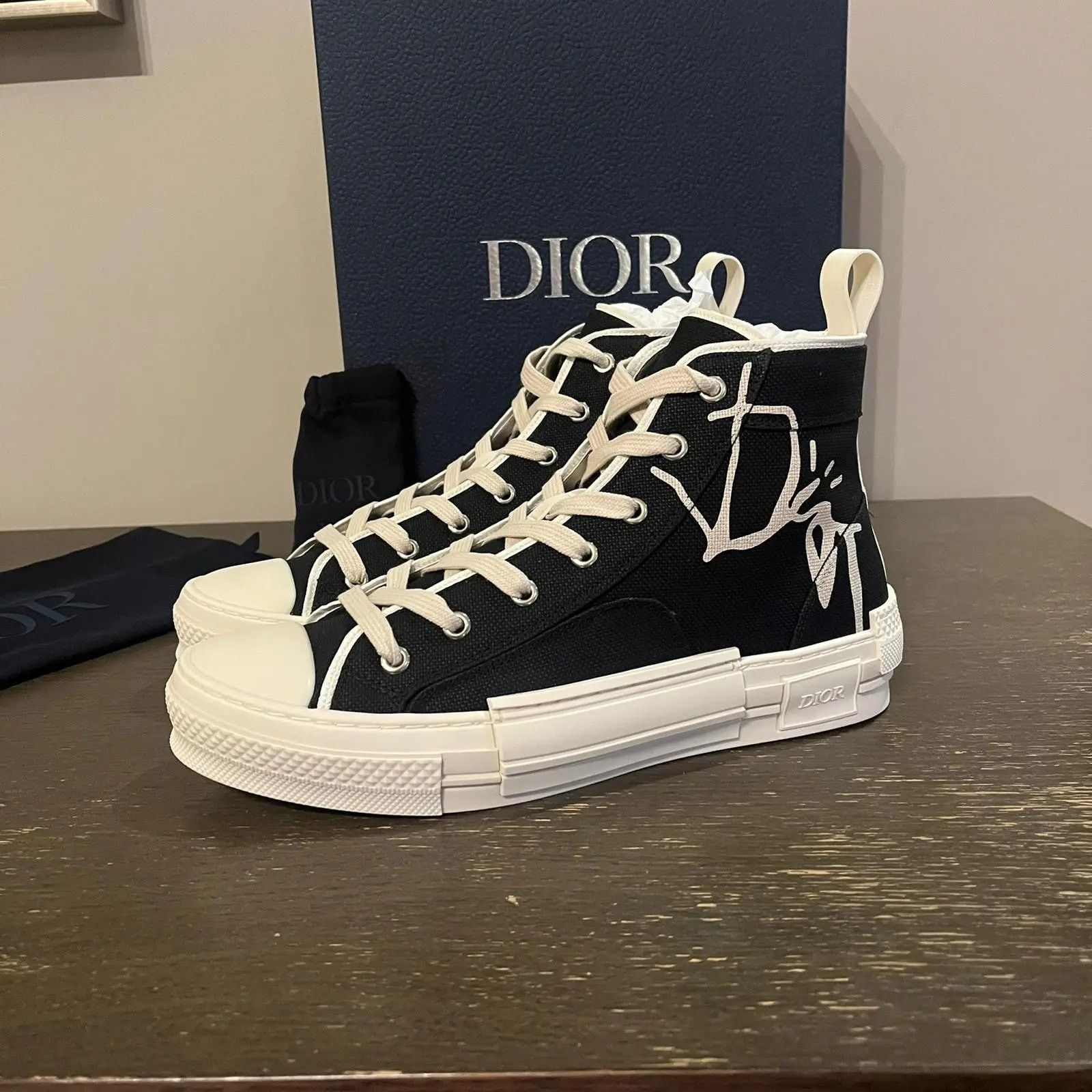 Dior × Travis Scott Cactus Jack B23 High Top Logo Sneakers in Black Size US 6 / EU 39 - 2 Thumbnail