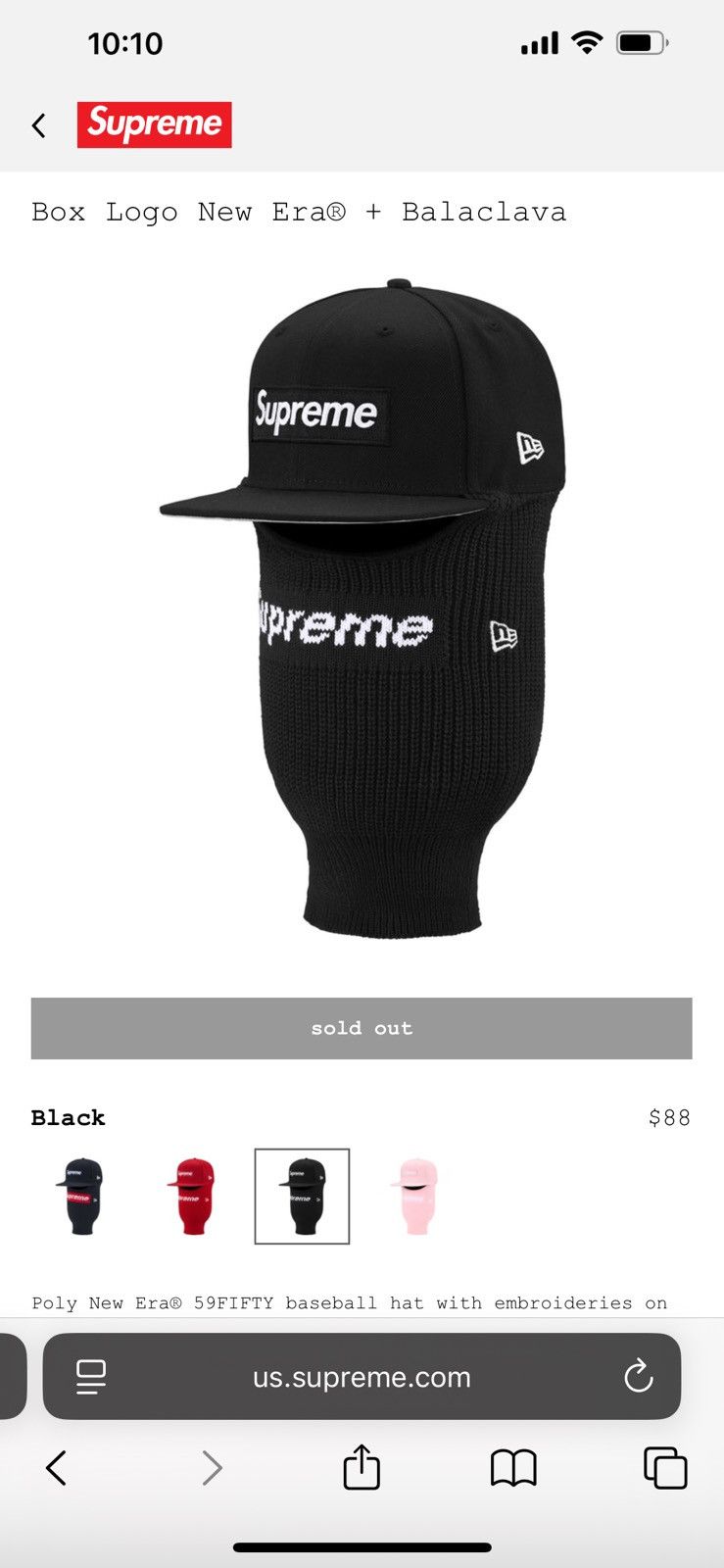 Supreme Supreme Box Logo New Era® + Balaclava Size 44 - 1 Thumbnail