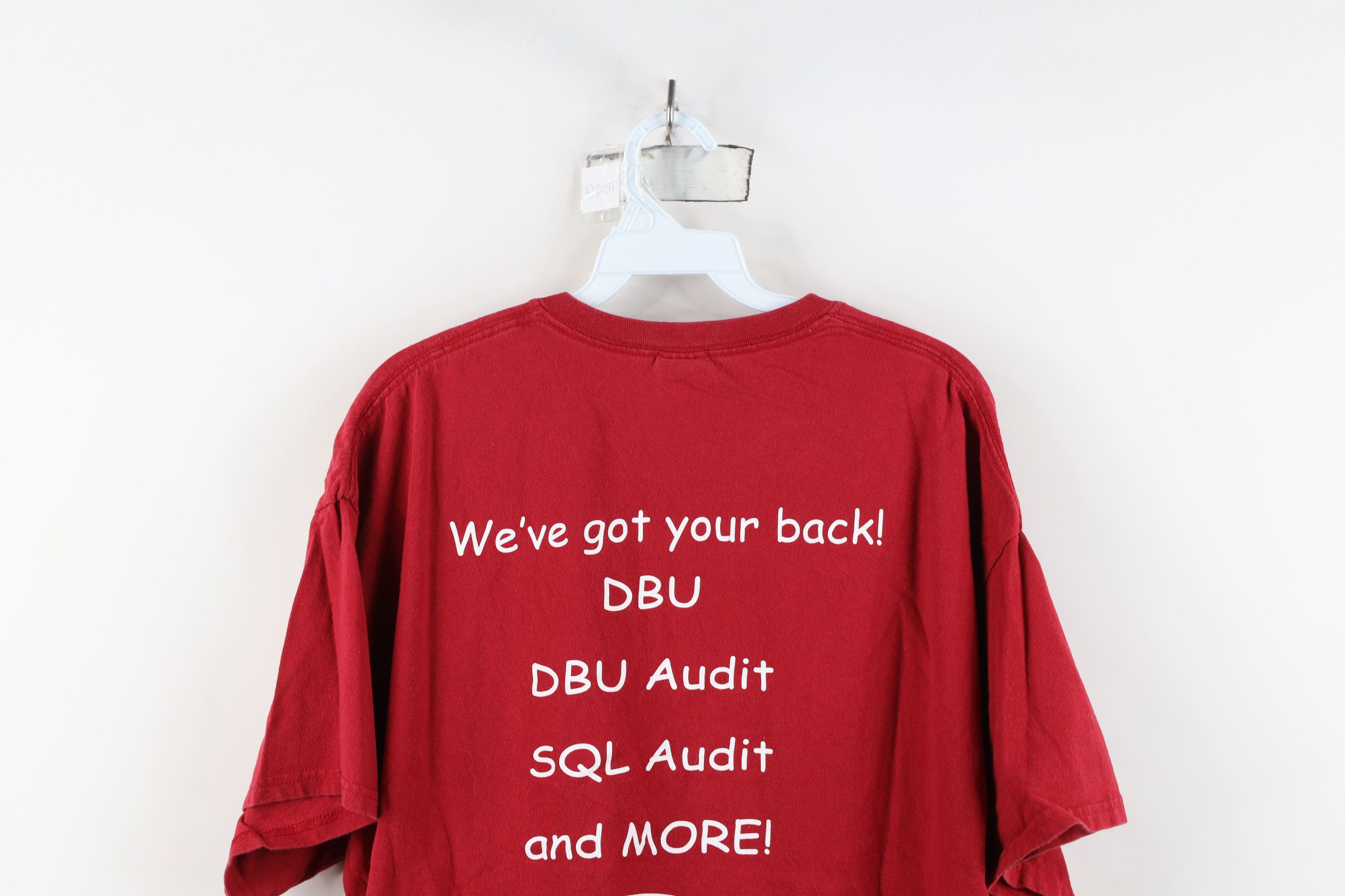 Vintage Vintage Data DBU Database Utility Audit T-Shirt Red Cotton Size US XL / EU 56 / 4 - 10 Thumbnail