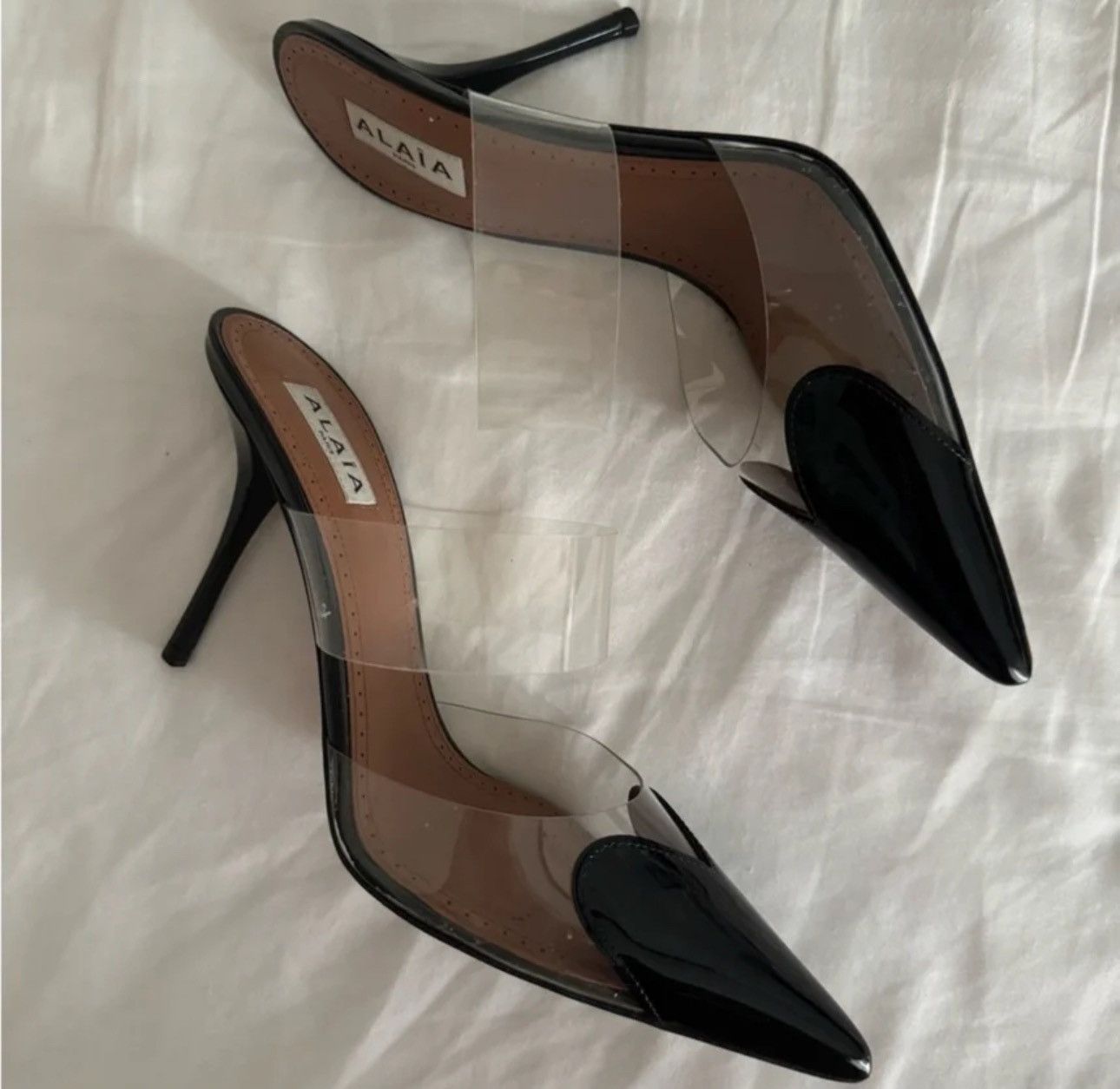 Alaia ALAIA clear vinyl and calf leather mule pumps Size US 10 / IT 40 - 2 Thumbnail