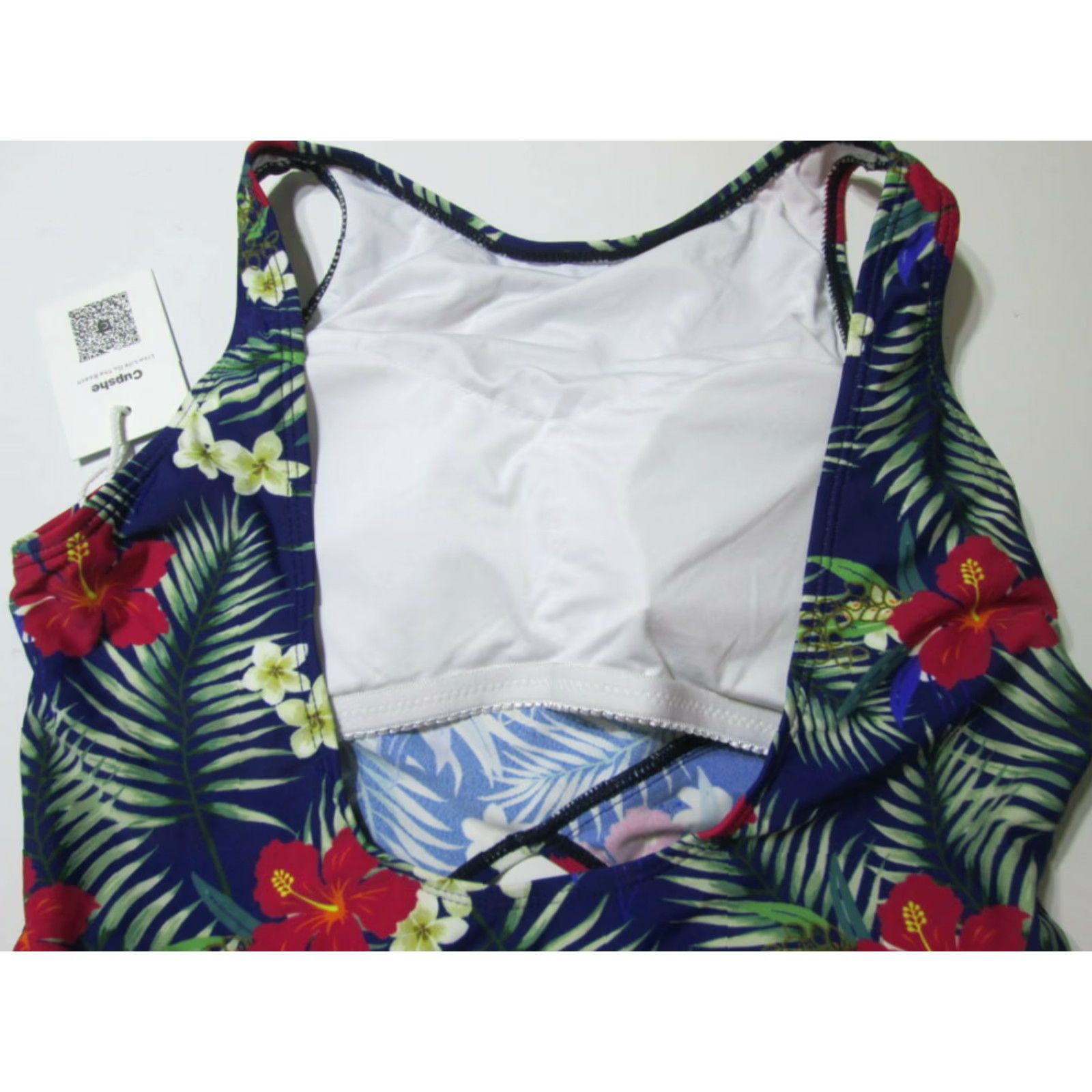 Vintage Cupshe Navy Floral One Piece Swimsuit M Lined Open Back Womens Size ONE SIZE - 4 Thumbnail