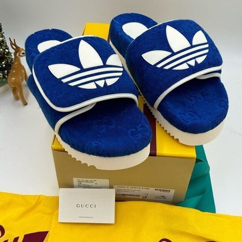 Men’s Gucci X Adidas Blue Slide Sandals. Size 12 adidas x Gucci Adilette Slide Blue Men main image 4