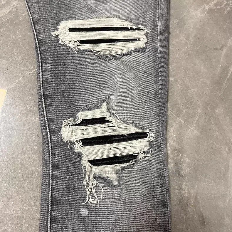 Amiri Amiri Female code gray piebald leather Size 24" / US 00 / IT 34 - 5 Thumbnail