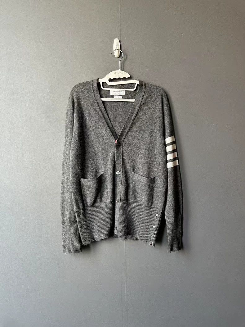 Thom Browne Gray Cashmere Cardigan by Thom Browne-dmc Size US M / EU 48-50 / 2 - 1 Thumbnail