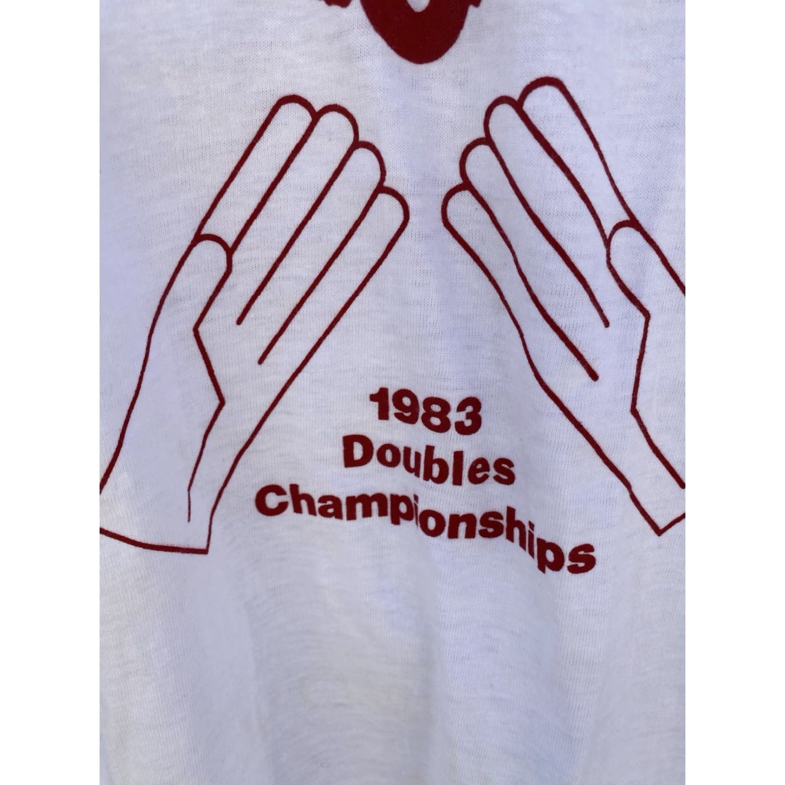 Hanes VINTAGE Hanes The Olympic Club Handball 1983 Doubles Championships T Shirt XL White 80s Mens Shirt Graphic Print Size US XL / EU 56 / 4 - 4 Thumbnail