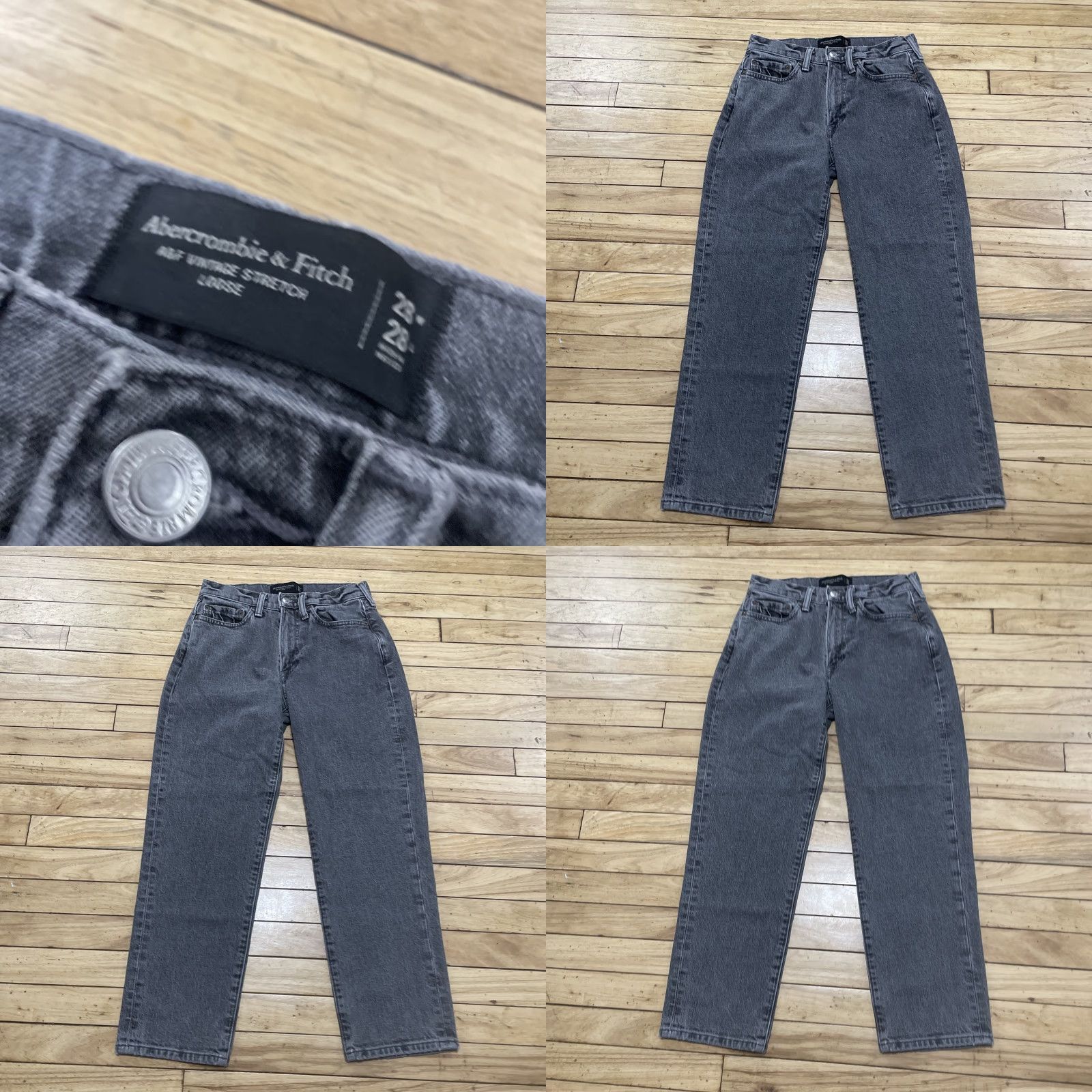 Abercrombie & Fitch Abercrombie & Fitch Jeans A&F Vintage Stretch Loose Gray Black Denim 28x28 90's Straight Jeans Mens Regular 5-Pocket Theme Vintage Streetwear Size US 28 / EU 44 - 10 Thumbnail