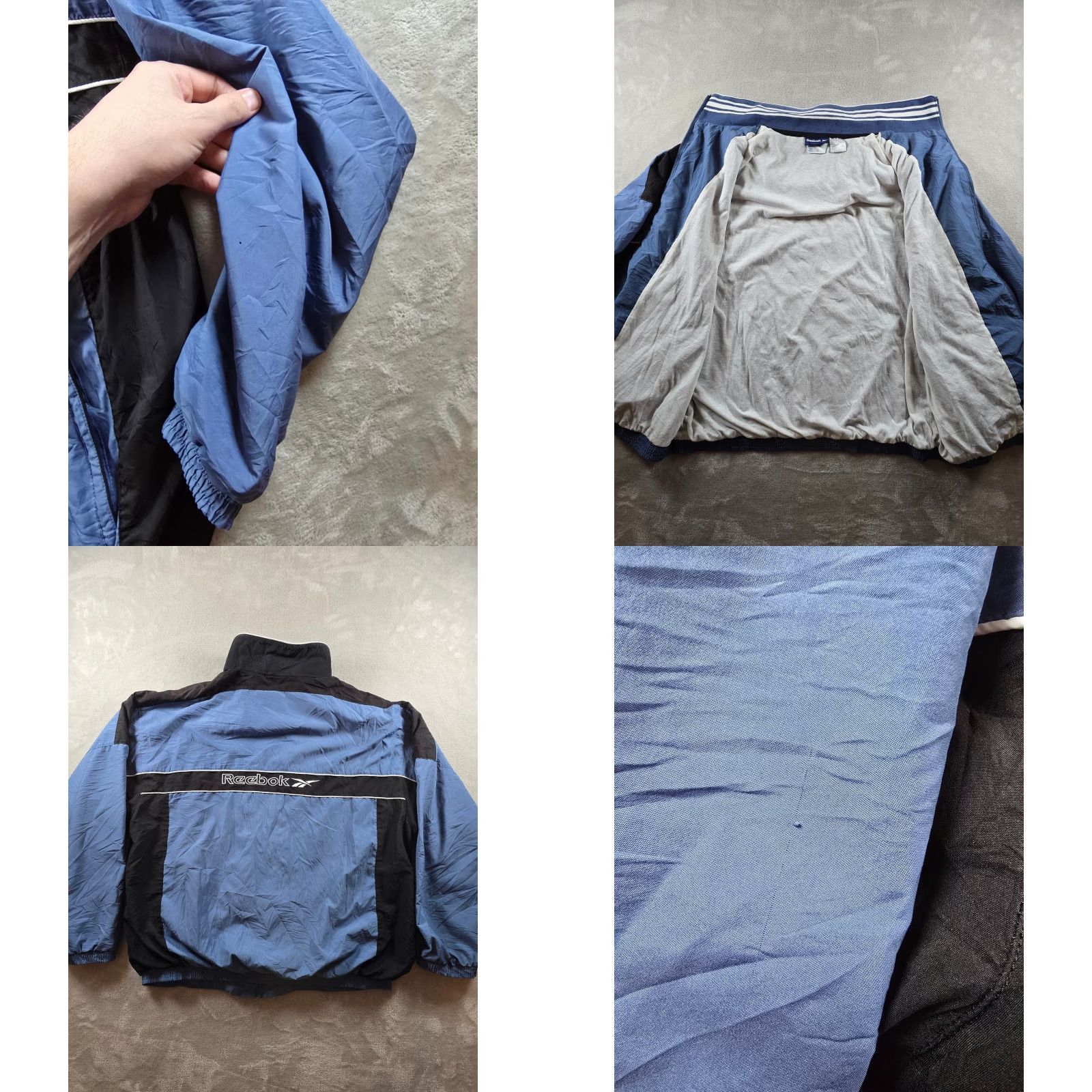 Reebok VINTAGE Reebok Track Jacket Mens L Blue Black Windbreaker Full Zip White Pockets Zipped Pockets Casual Activewear Size US L / EU 52-54 / 3 - 9 Thumbnail