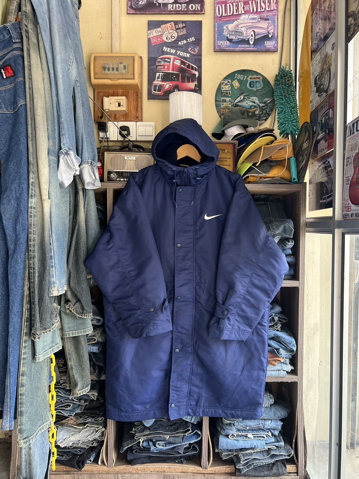 Nike 🔥Vintage Nike Big Swoosh Sherpa Hoodie Jacket Size US XL / EU 56 / 4 - 2 Thumbnail