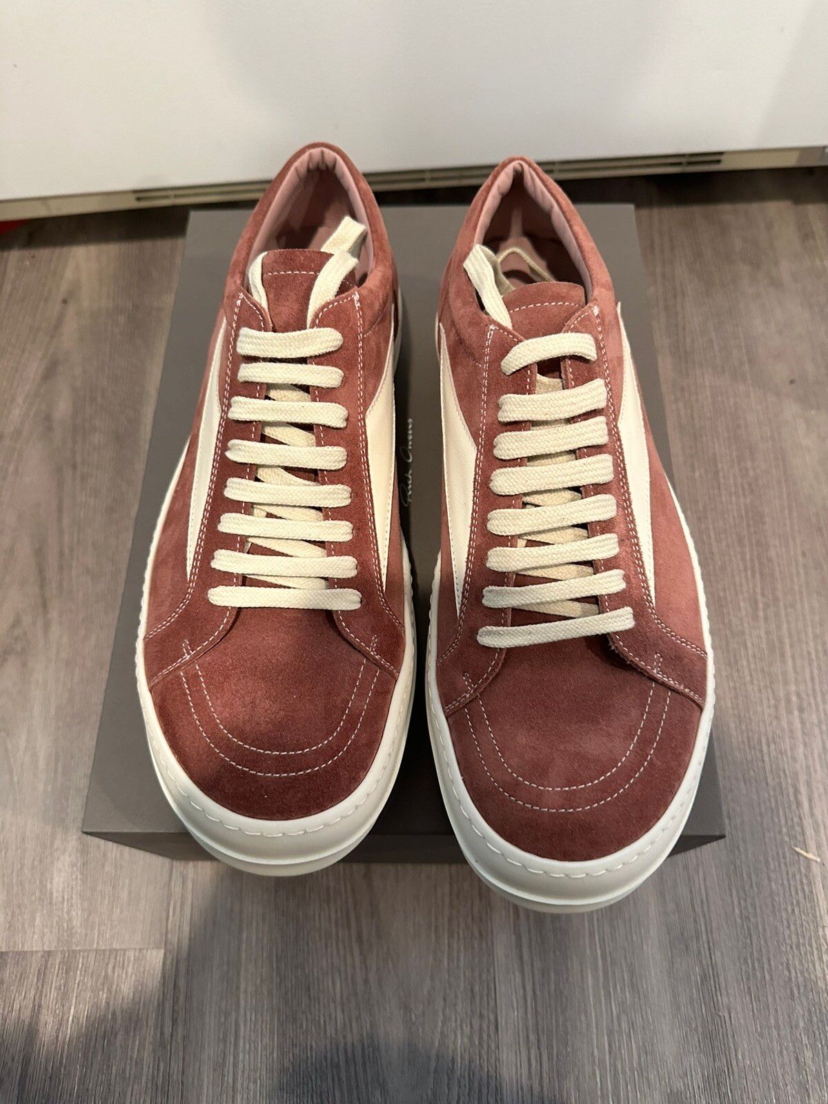 Pre-owned Rick Owens Mainline Suede Vintage Low Dusty Pink Size 44 Shoes In Dusty Purple
