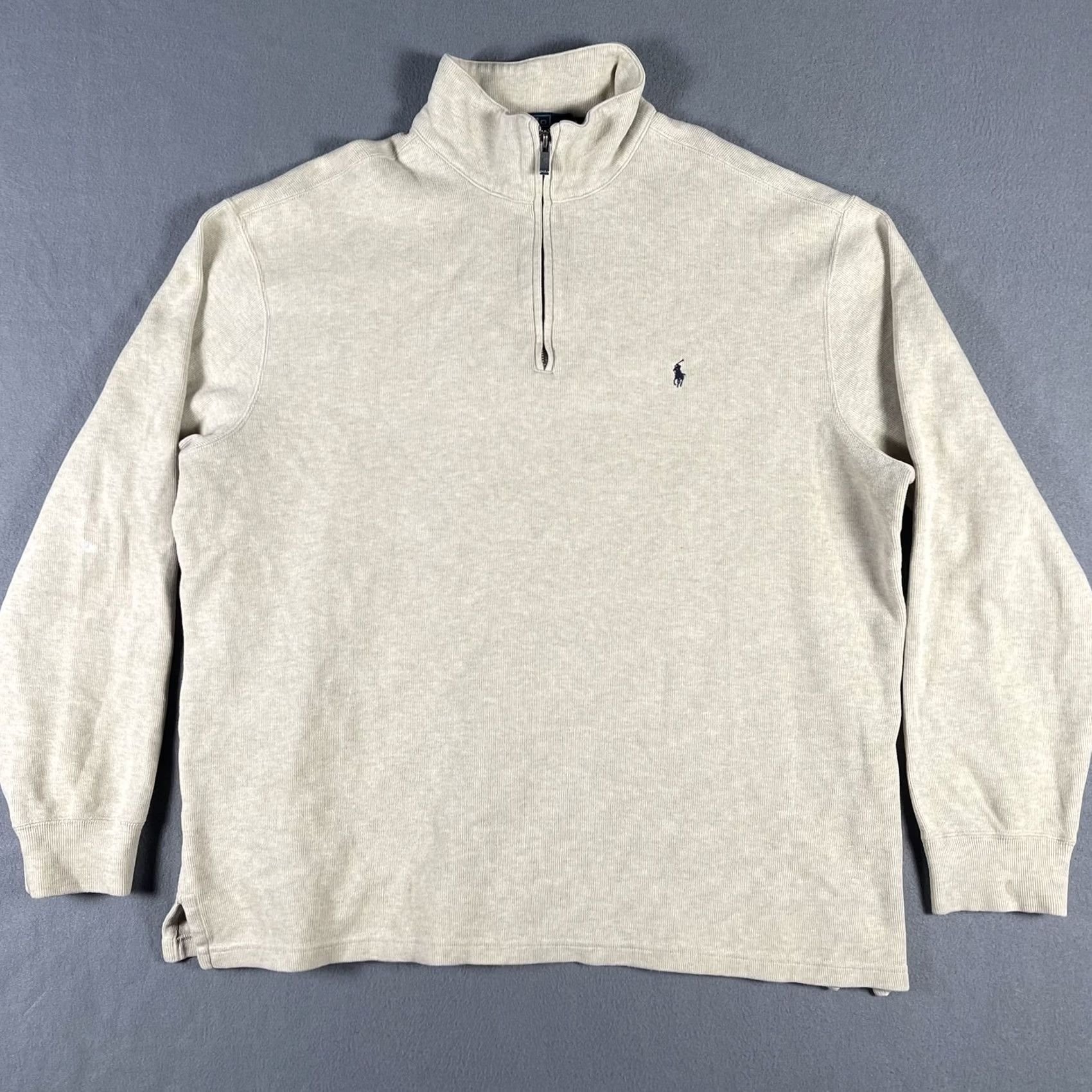 Polo Ralph Lauren Polo Ralph Lauren Pullover Sweater Mens 2XL Beige Quarter Zip Long Sleeve Cotton Size US XXL / EU 58 / 5 - 3 Thumbnail