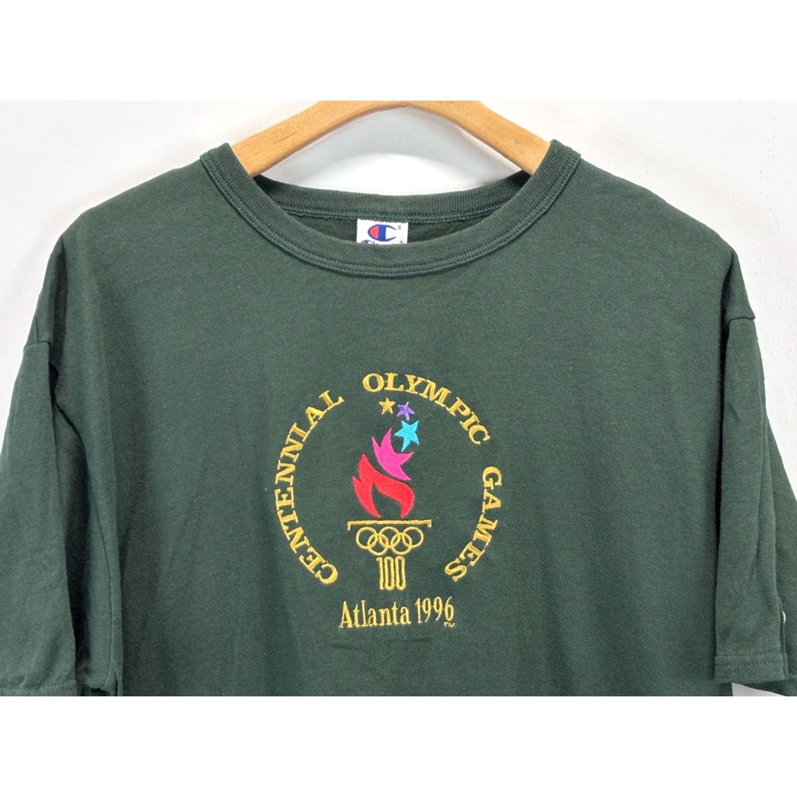 Champion VINTAGE Champion T-Shirt Men XL Dark Green 90s Olympics Atlanta 1996 Embroidered Sports Size US XL / EU 56 / 4 - 2 Thumbnail