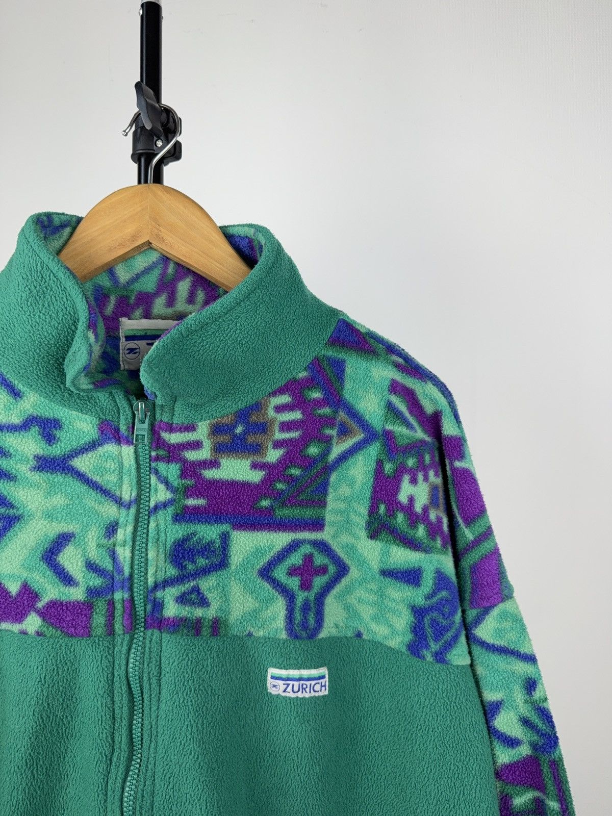 Vintage Vintage Zurich Fleece Jacket Tribal Aztec Pattern 90s Size US L / EU 52-54 / 3 - 3 Thumbnail