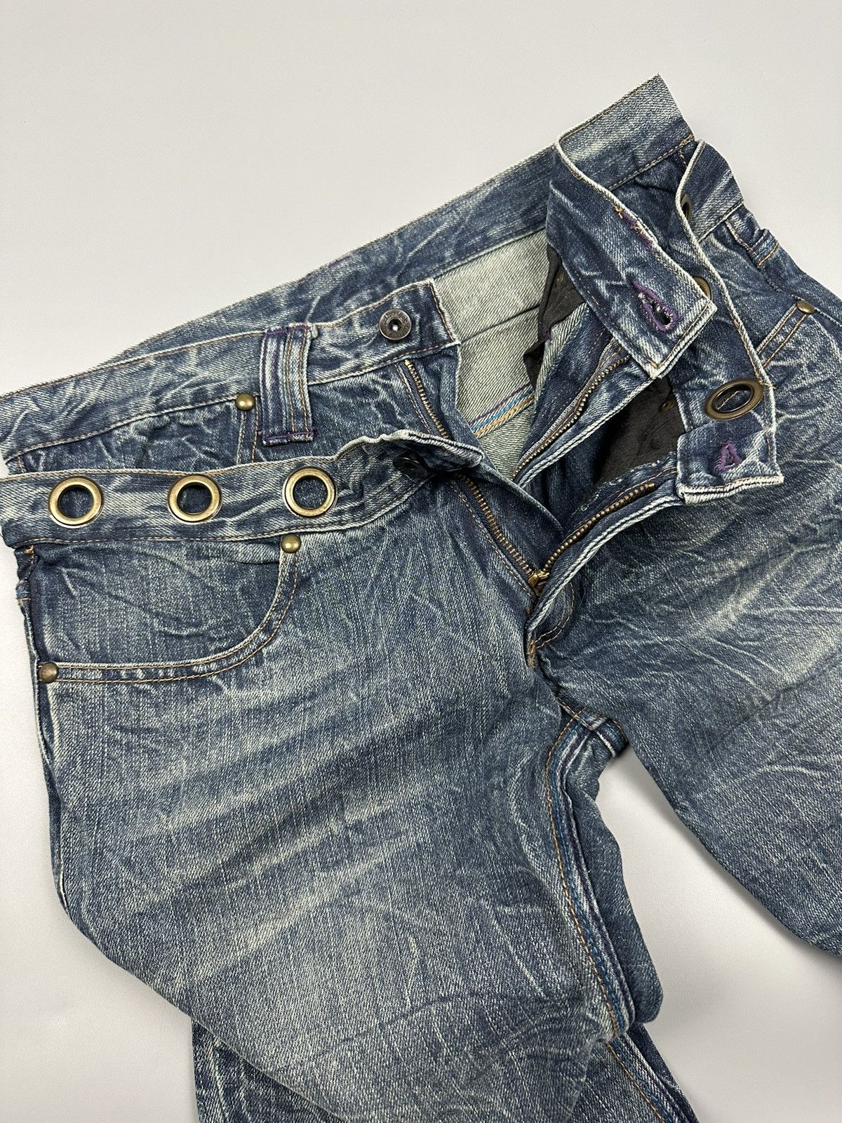14th Addiction × If Six Was Nine 🔥Sick🔥Distressed Whiskered Double Waist Flared Jeans Size US 31 - 8 Thumbnail